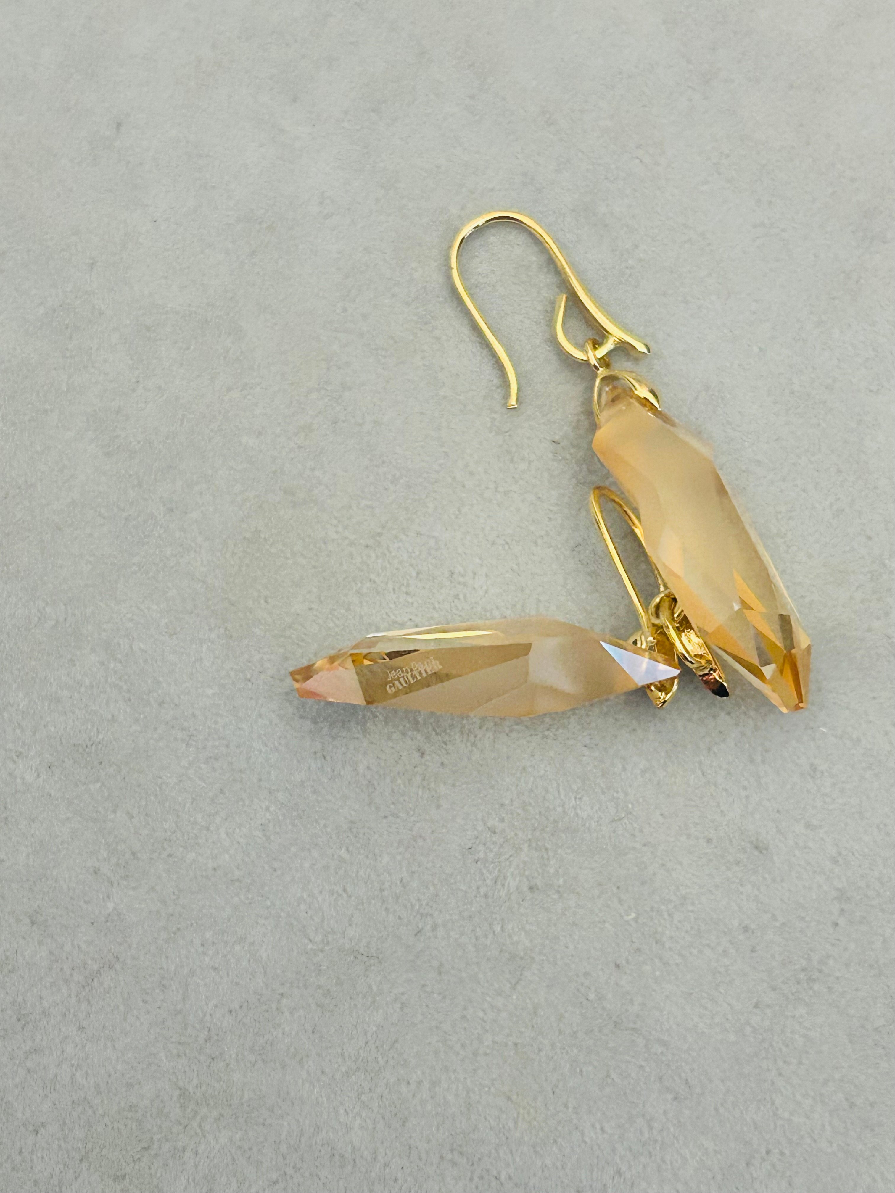Swarovski Kristal Taş Jean Paul Gaultier Gold Küpe