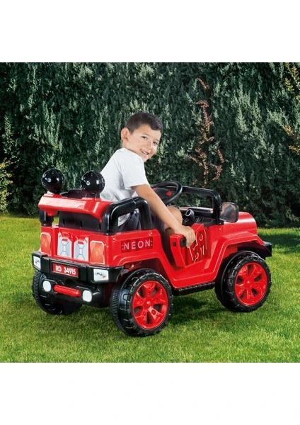Dolu Neon Uzaktan Kumandalı Akülü Araba 12 V Kırmızı 