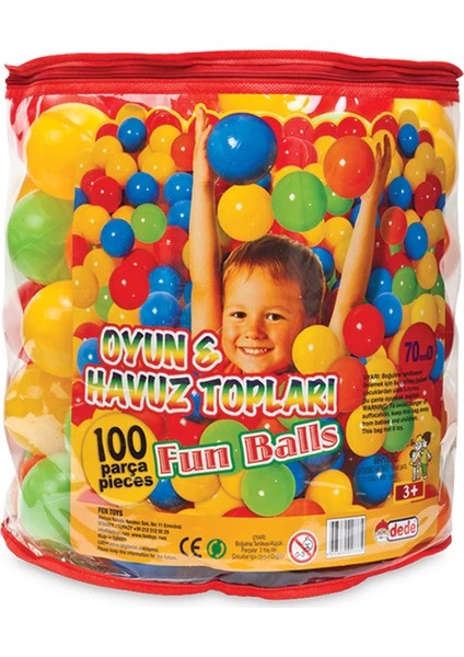  Dede Oyun ve Havuz Topu 7 cm. (100 Adet;PVC Torbada) 