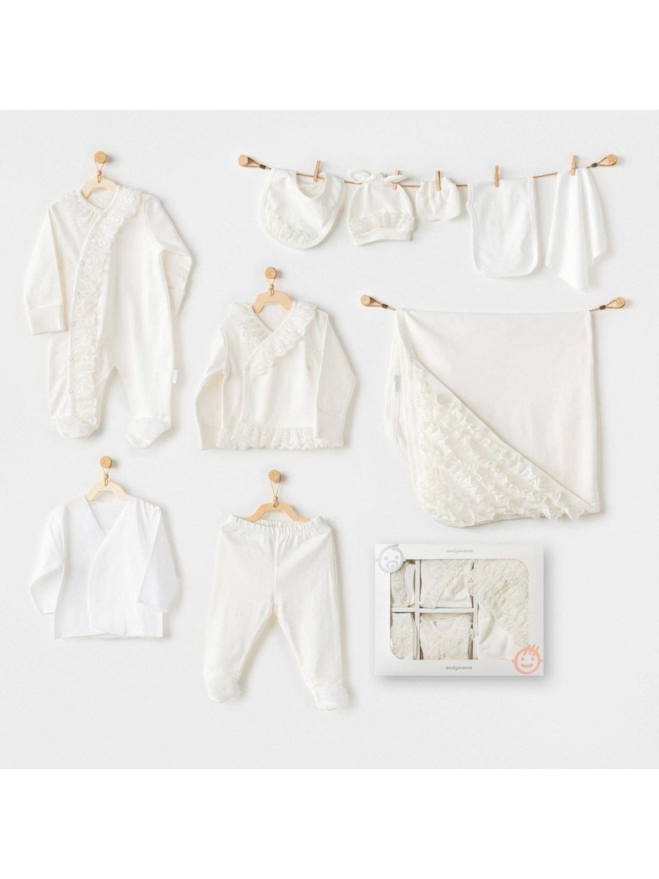 ANDYWAWA KIZ BEBEK HASTANE ÇIKIŞI 10'LU NEWBORN SET 
