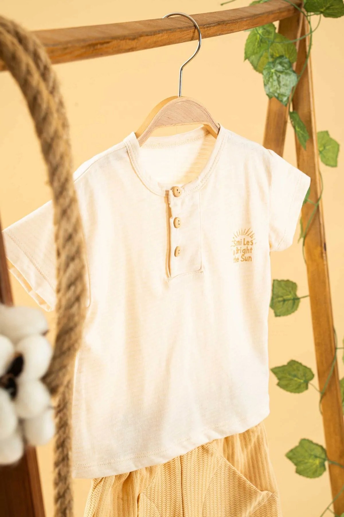 Erkek Bebek Çocuk Gri Şortlu Rahat Takım Natural Pamuklu Trend Moda Alt Üst Takım