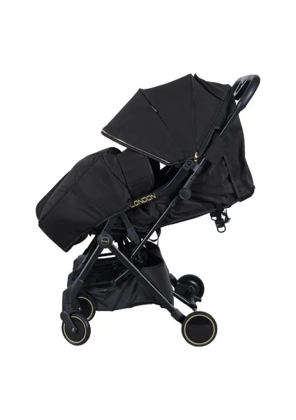 Prego 2236 London Yanyana İkiz Bebek Arabası Siyah
