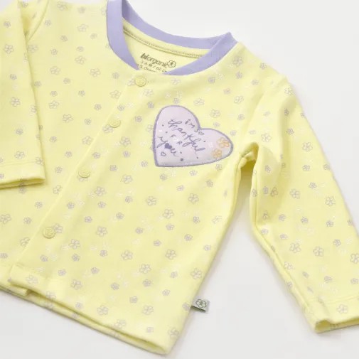 Bibaby Kız Organik Pijama Takımı Love You Baby Yellow Lavander