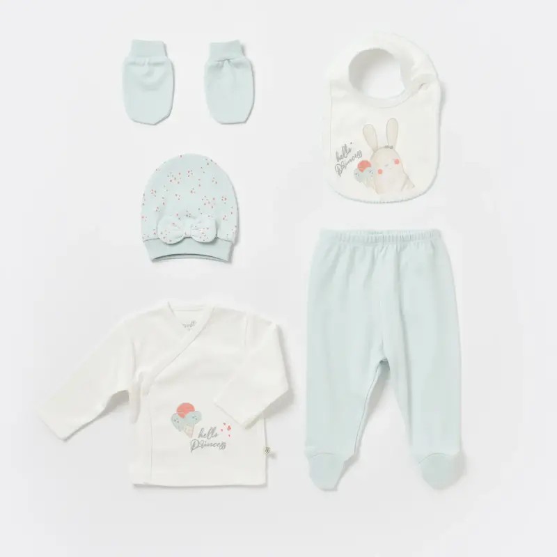 BİBABY ORGANİC HASTANE ÇIKIŞI 5'Lİ PRETTY EARS BUNNY MİNT-EKRU