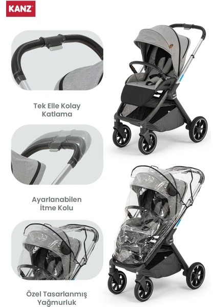  Kanz easyGo Ödüllü Travel Sistem Bebek Arabası Gri 