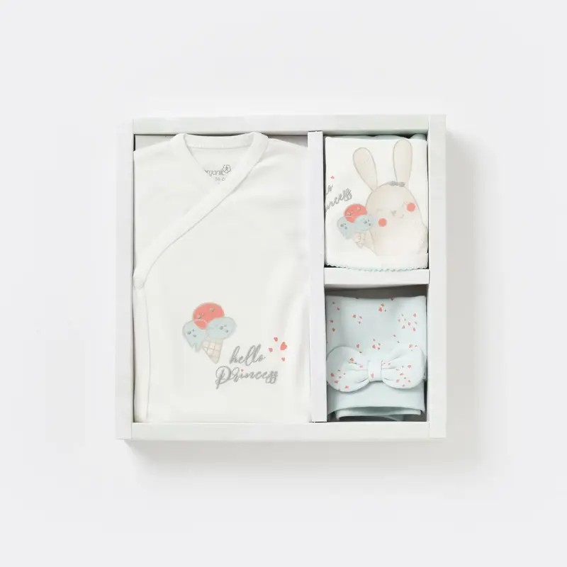 BİBABY ORGANİC HASTANE ÇIKIŞI 5'Lİ PRETTY EARS BUNNY MİNT-EKRU