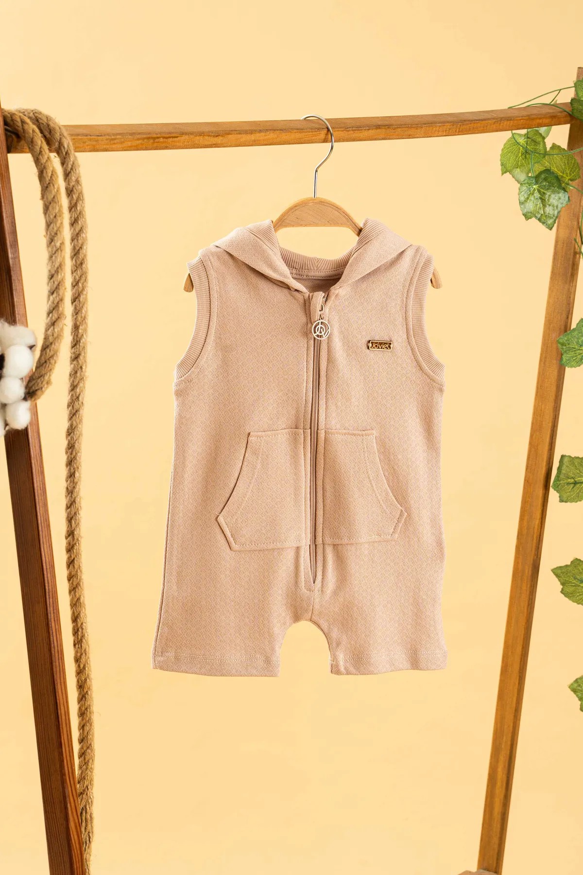 JOVİEL  Kız Erkek Bebek Çocuk Ten Kapüşonlu Rahat Tulum Pamuklu Trend Moda SLOPET