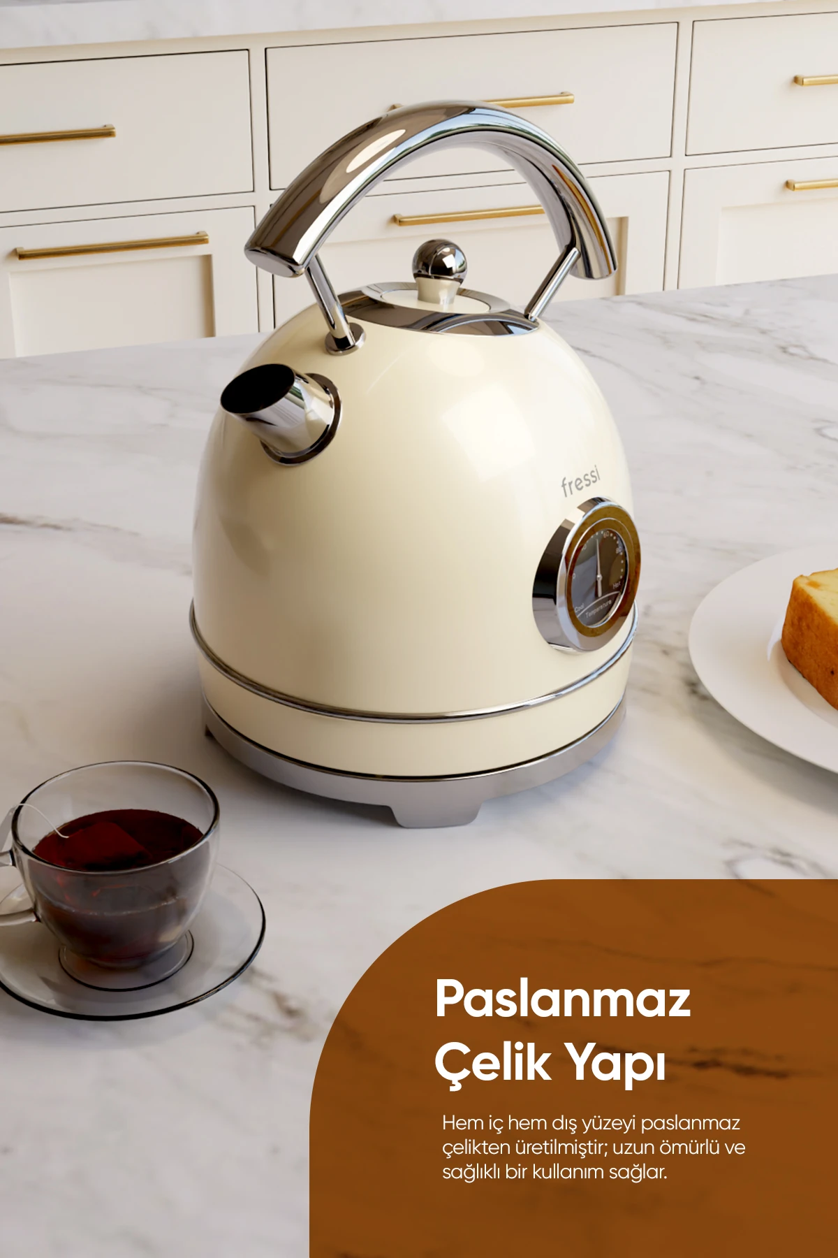 FR-KT06 Magnoli 1,8L Isı Göstergeli Kettle Su Isıtıcısı