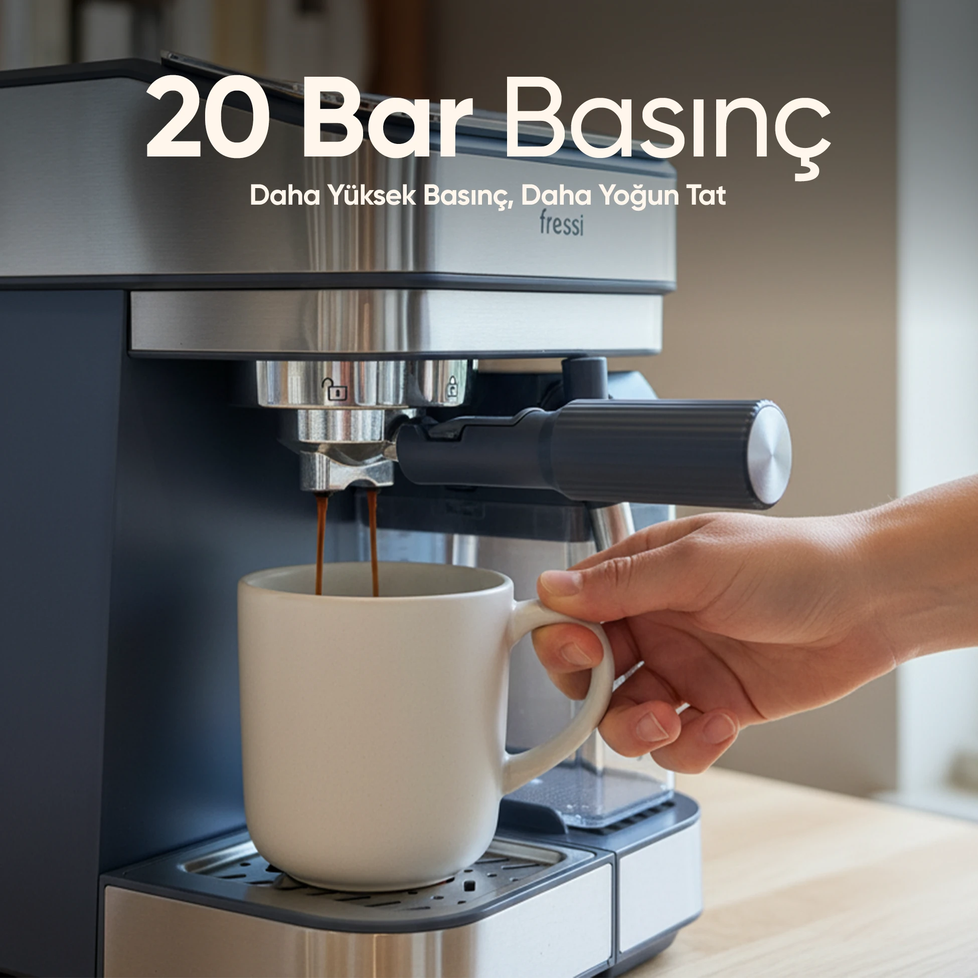 EM-02 Urban 1,5L 20Bar Tam Otomatik Kahve Lacivert Espresso Makinesi