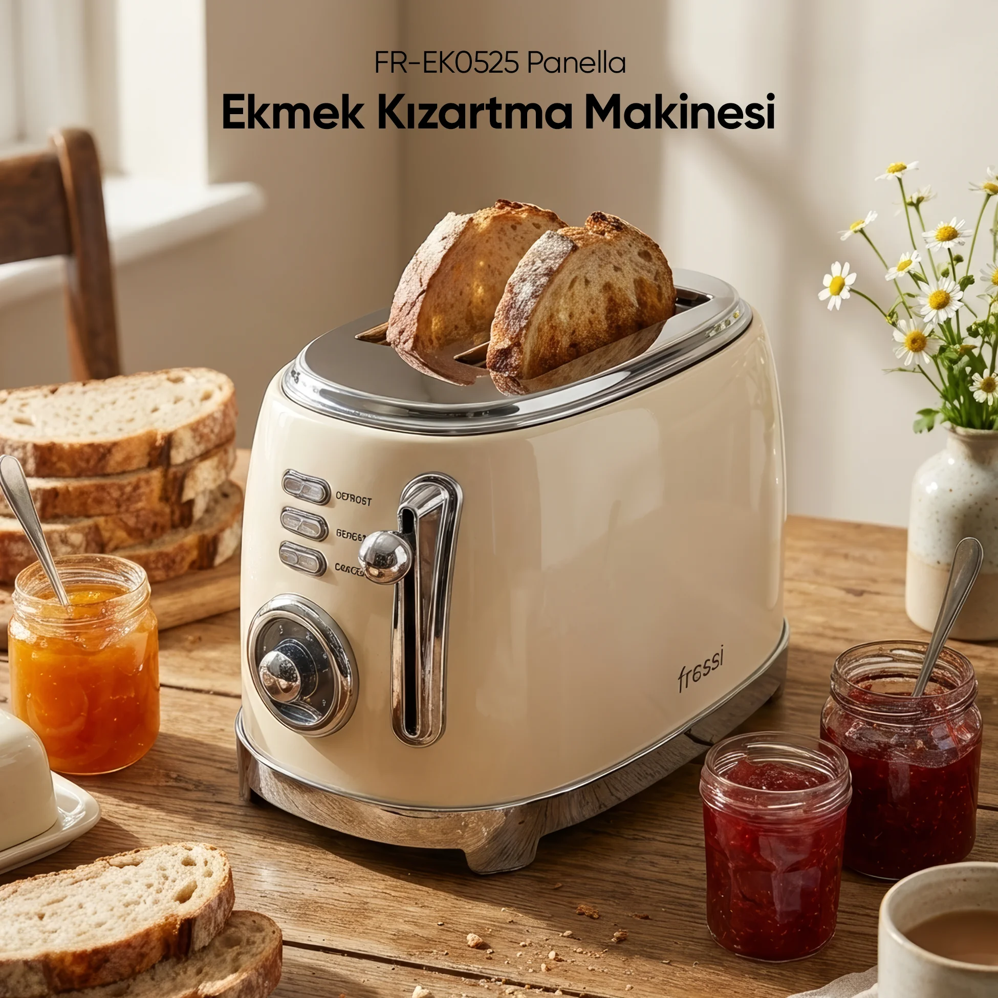 FR-EK0525 Panella 2 Dilim + Tost Aparatlı Krem Ekmek Kızartma Makinesi
