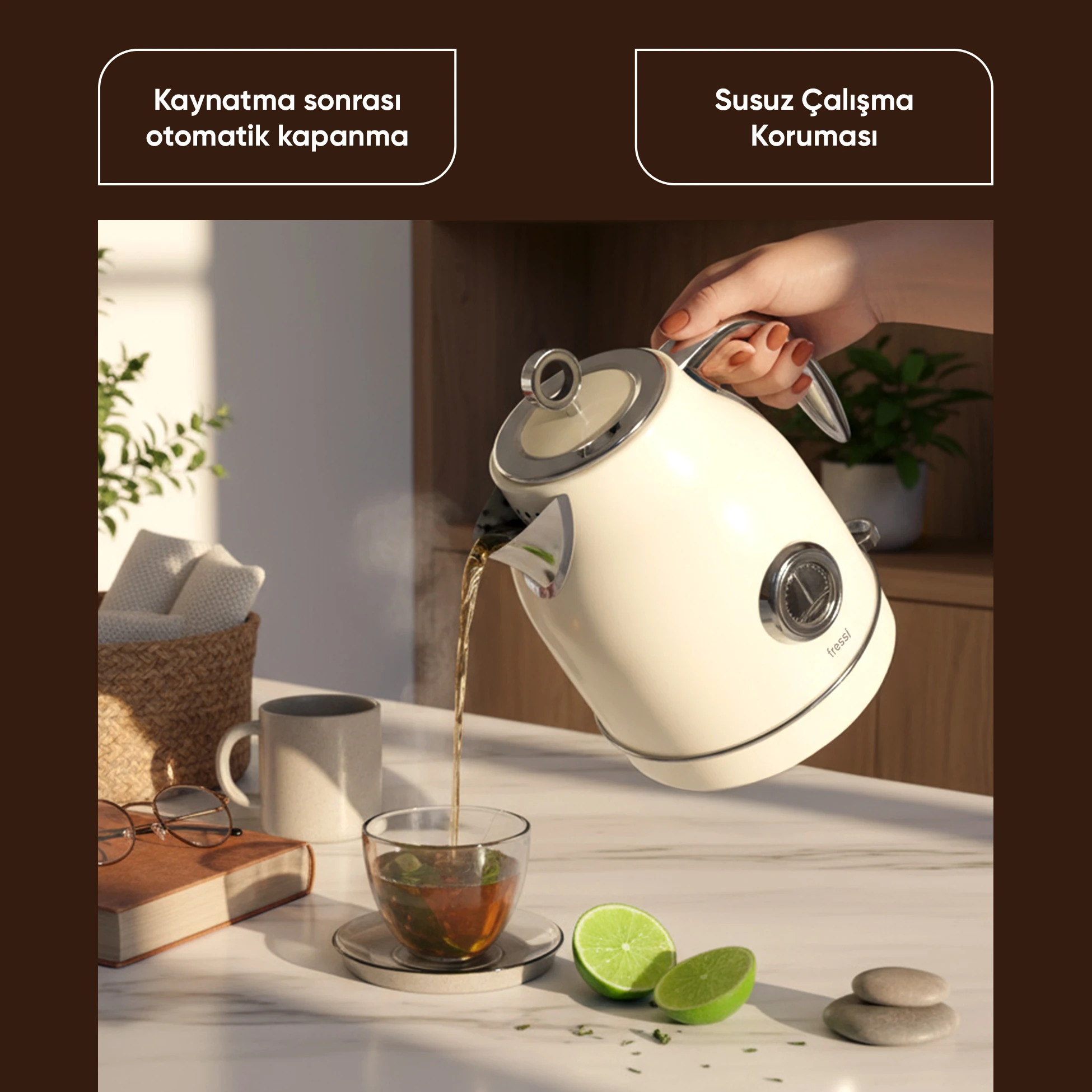 FR-KT05 Vintheat 1,7L Isı Göstergeli Kettle Su Isıtıcısı