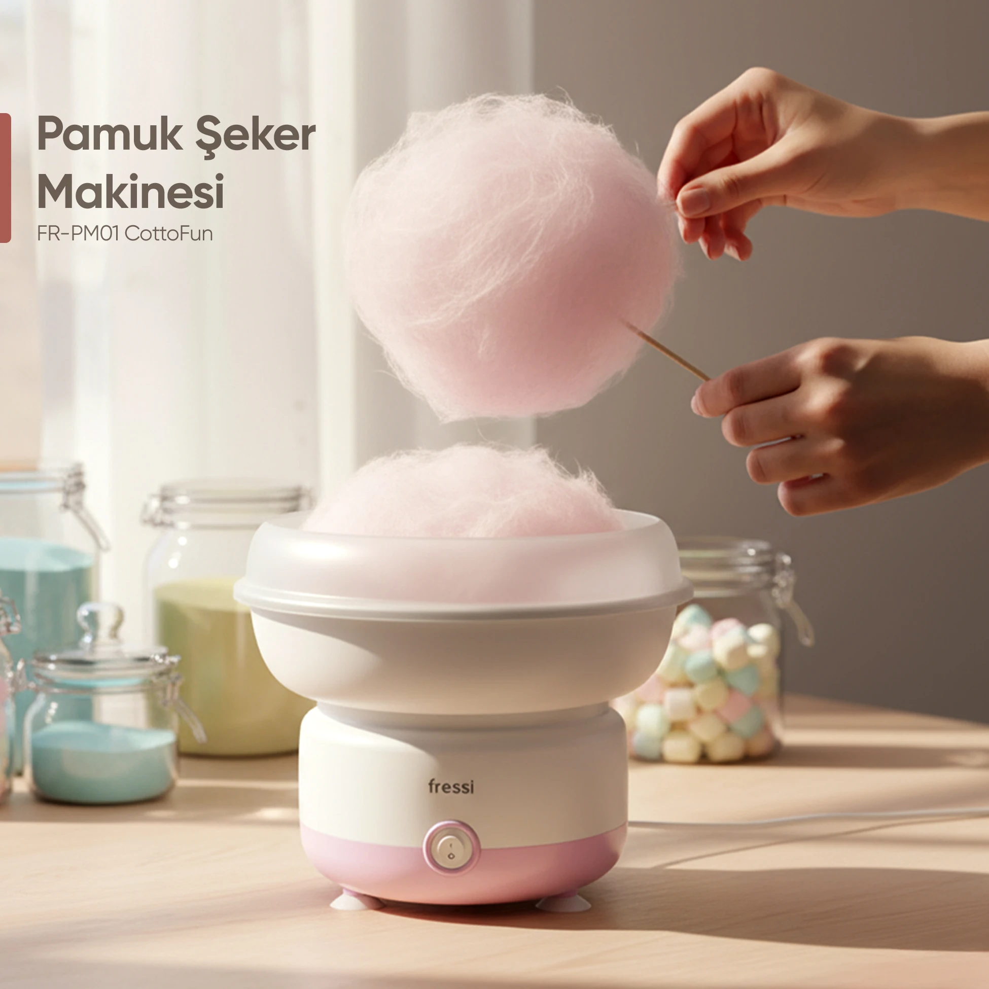 Çelik Hazneli 500W Pamuk Şeker Makinesi FR-PM01 CottoFun