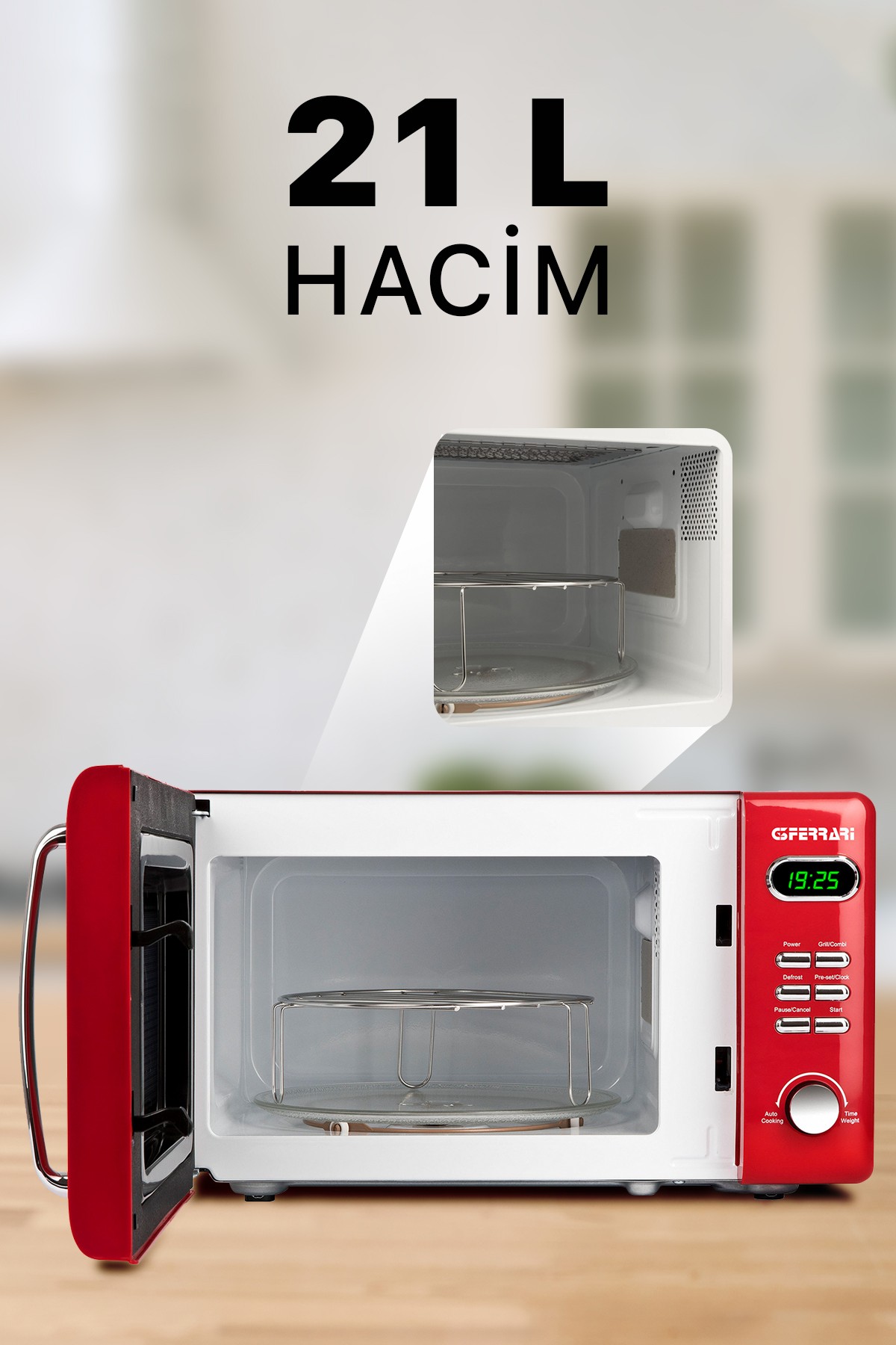 G3ferrari G10155 20L Dijital Göstergeli Açık Gri Mikrodalga Fırın