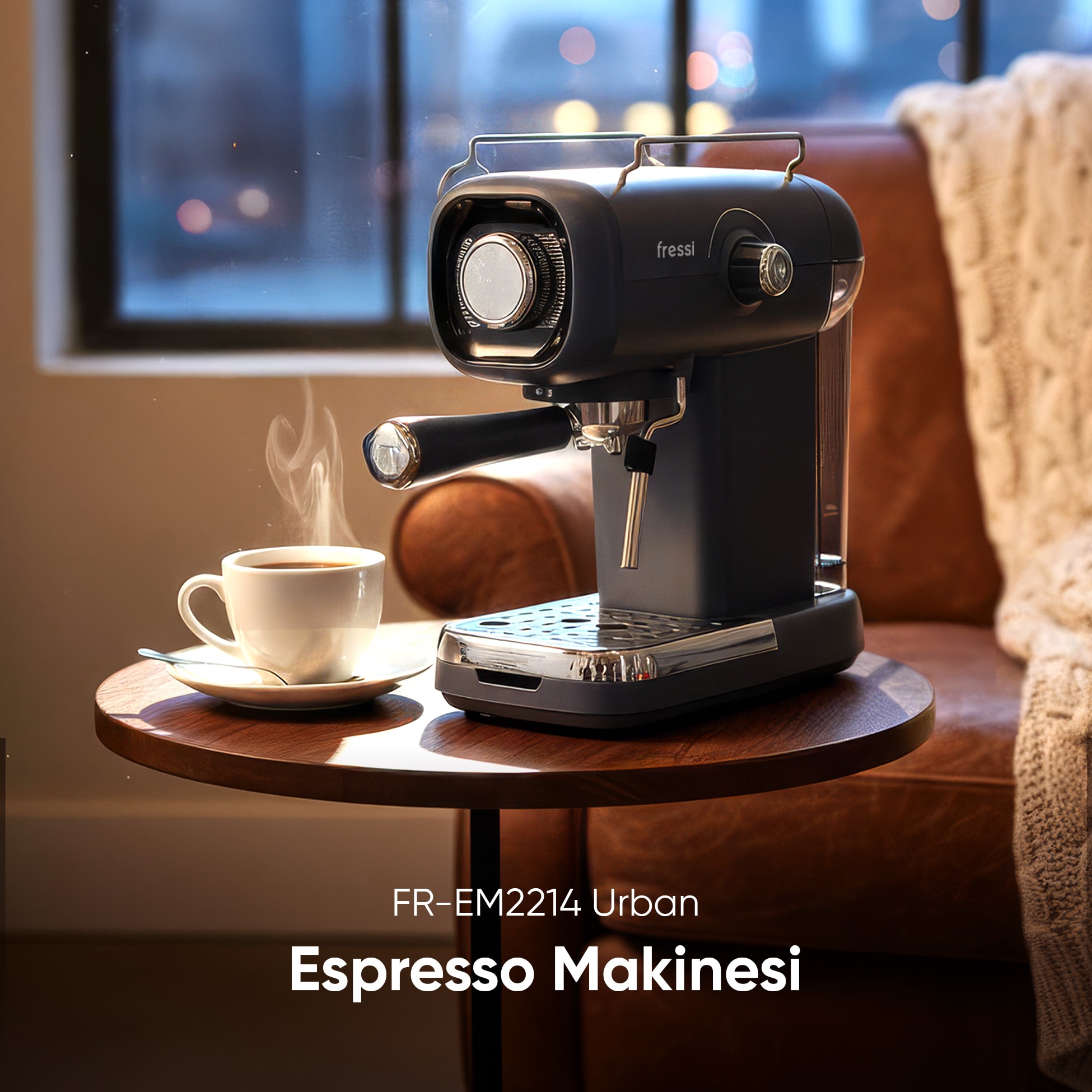 Espresso Latte Cappuccino Kahve Makinesi Süt Köpürtücülü 20bar Basınçlı FR-EM2214 Urban