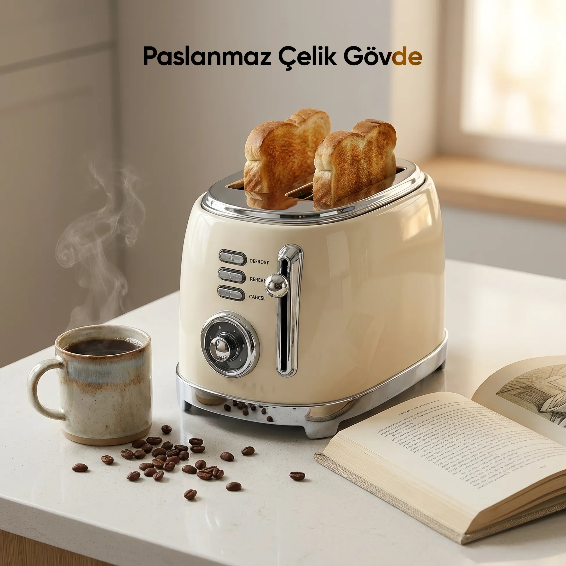 FR-EK0525 Panella 2 Dilim + Tost Aparatlı Krem Ekmek Kızartma Makinesi