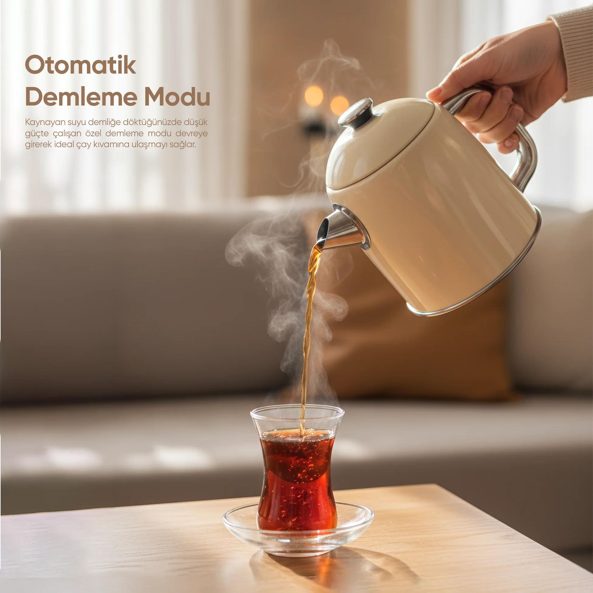 FR-CM26 Lavena Dijital Standlı Çay Makinesi 2 In 1 Çelik Su Isıtıcı