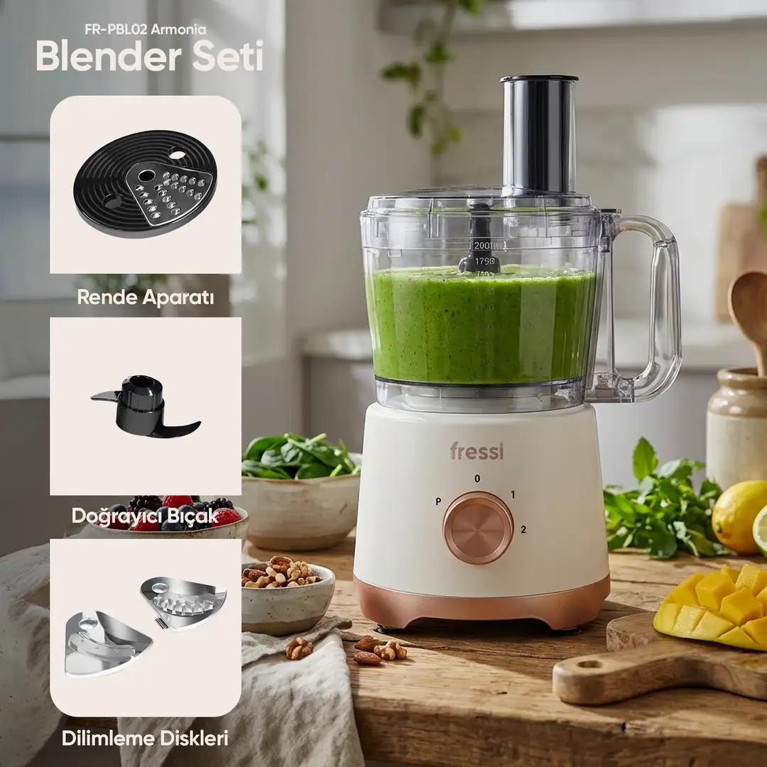 Power Blender Seti Mutfak Robotu Salata Doğrayıcı 2,5L 1200W FR