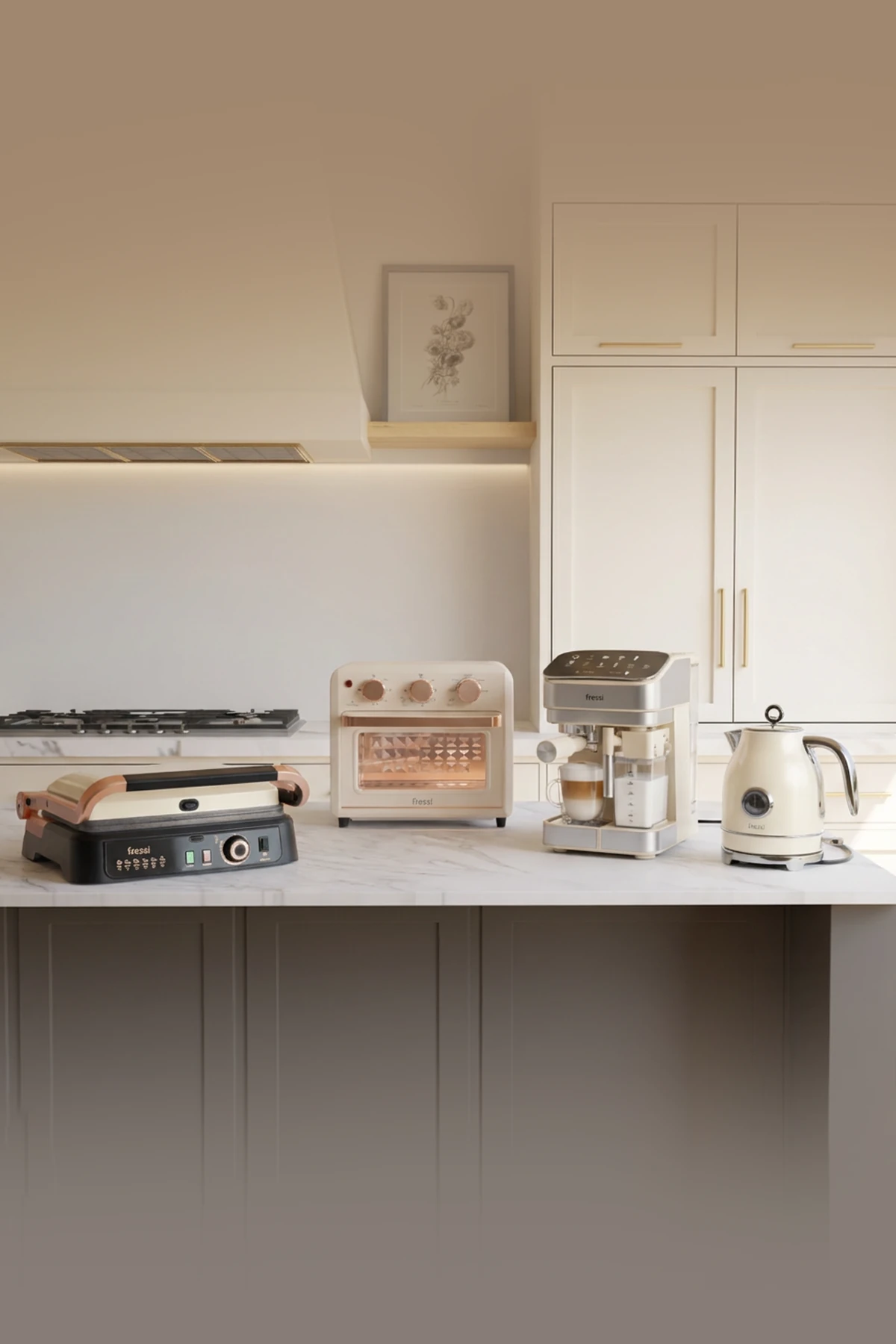  FR-ES02 Valeron 4’lü Elektronik Mutfak Çeyiz Seti (Krem)