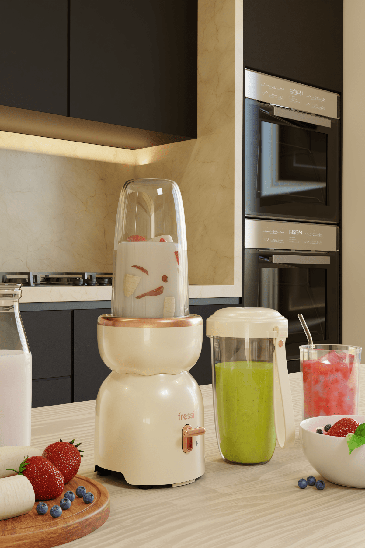 Öğütücülü Çift Şişeli Smoothie Blender Seti 400W FR-SBL21 İntenssio