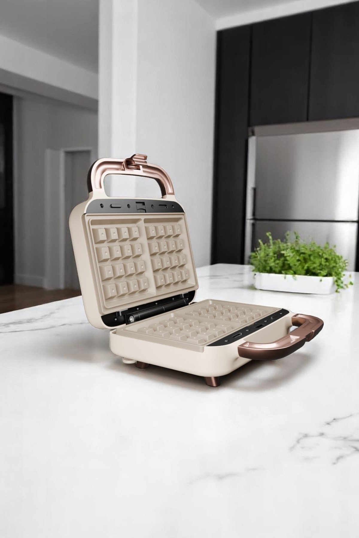 Çıkarılabilir Yapışmaz Plakalı Ikili Waffle Ve Tost Makinesi Fr-tm51 Triochef