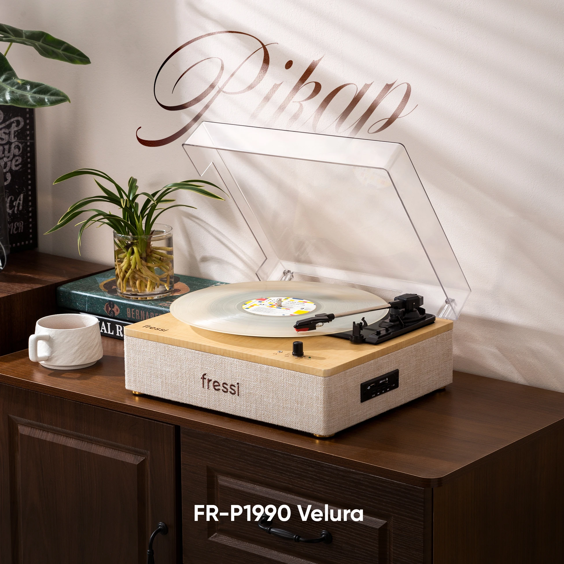 Dahili Hoparlörlü Pikap Müzik Kutusu Usb+Rca+Bluetooth FR-P1990 Velura