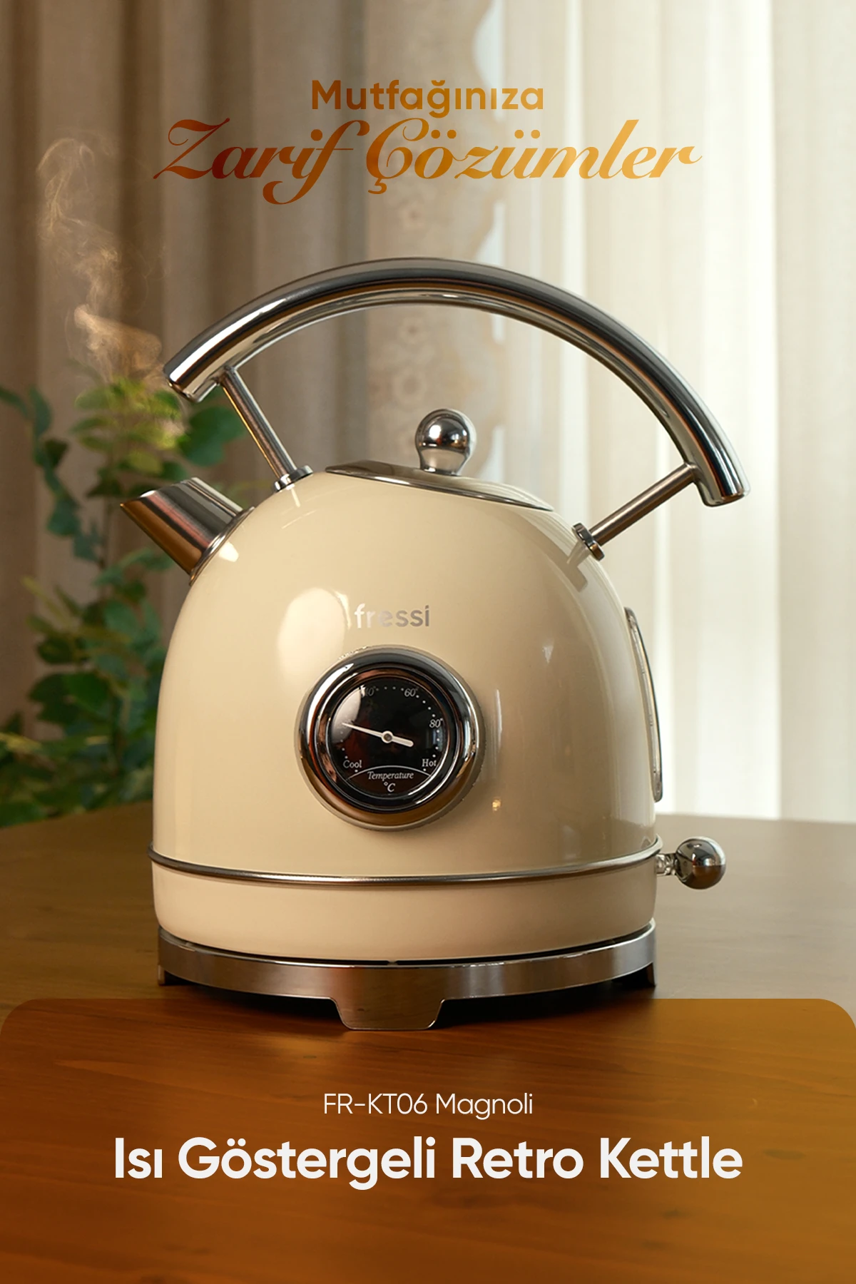 FR-KT06 Magnoli 1,8L Isı Göstergeli Kettle Su Isıtıcısı