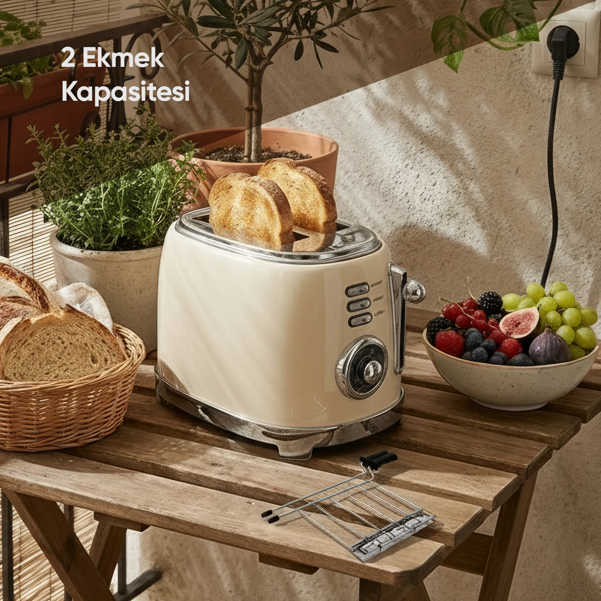 FR-EK0525 Panella 2 Dilim + Tost Aparatlı Krem Ekmek Kızartma Makinesi