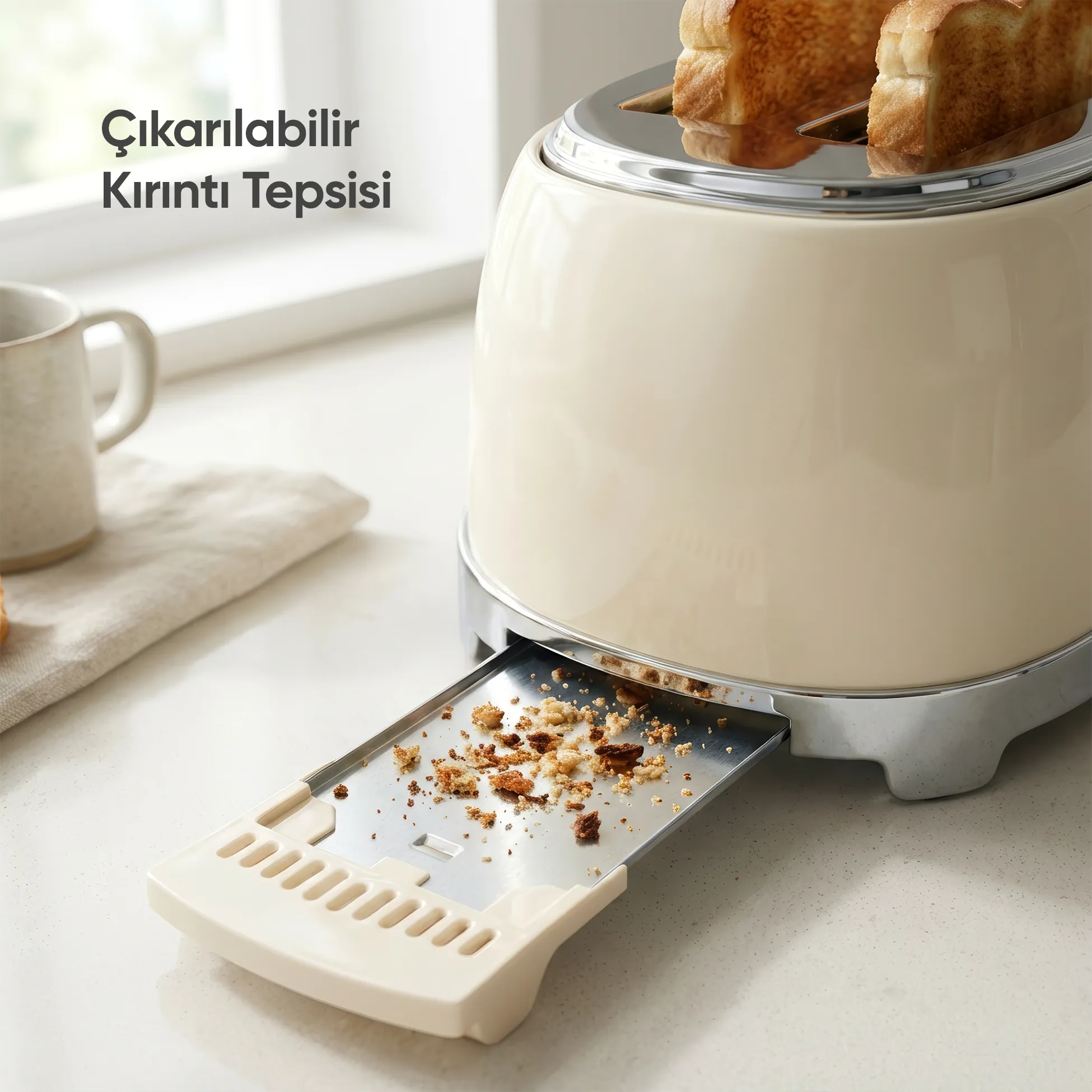 FR-EK0525 Panella 2 Dilim + Tost Aparatlı Krem Ekmek Kızartma Makinesi