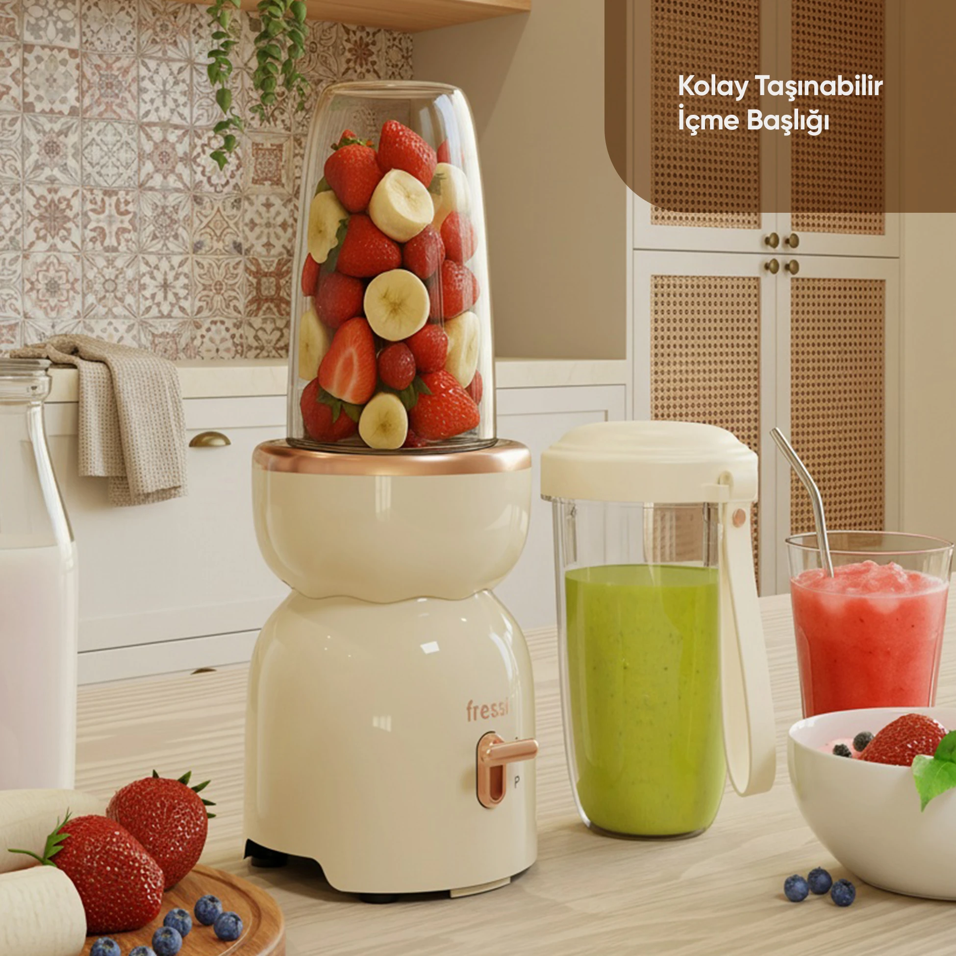 Öğütücülü Çift Şişeli Smoothie Blender Seti 400W FR-SBL21 İntenssio