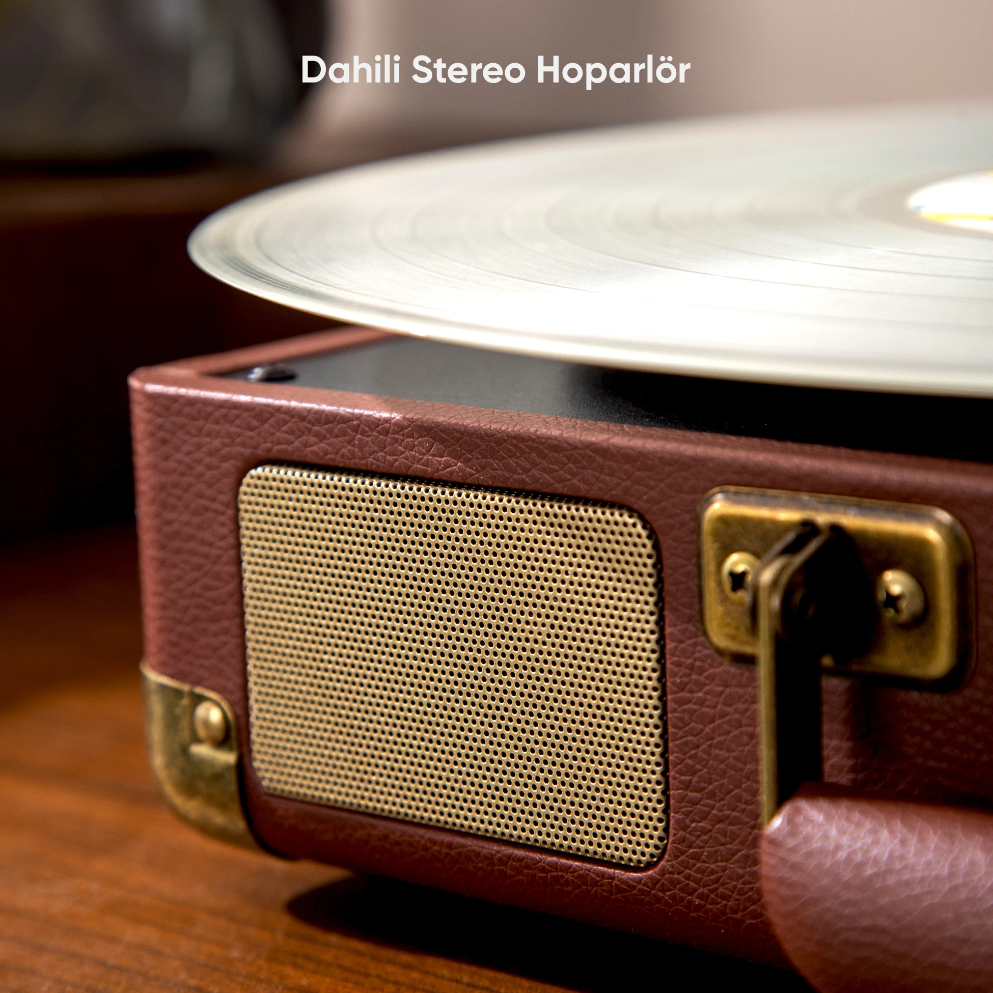 FR-P101 Zenitte Dahili Hoparlörlü Pikap Müzik Kutusu Usb+Rca+Bluetooth 