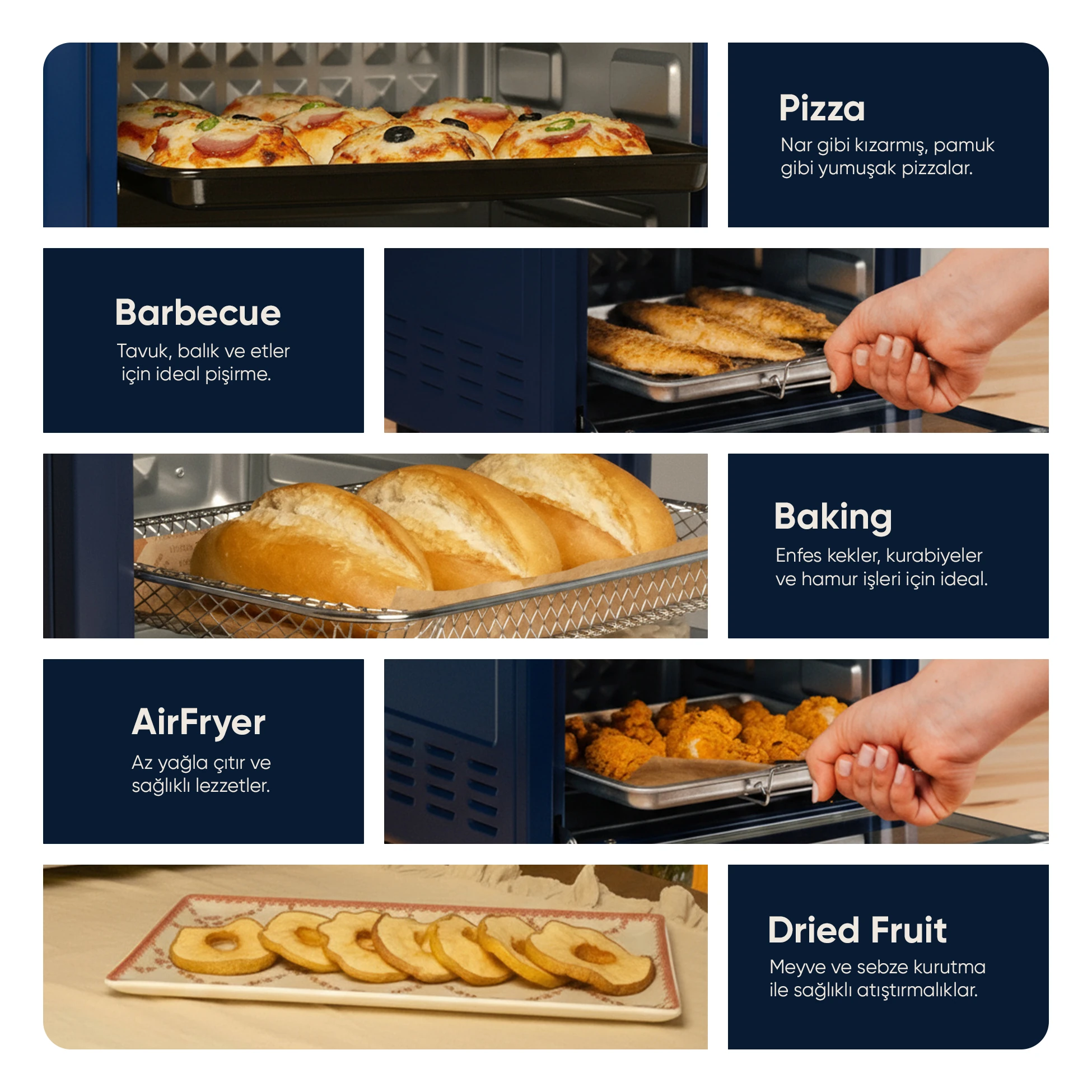 AF-01 Çok Fonksiyonlu Süre Ayarlamalı 13 Litre Xxxl Sıcak Hava Fritözü Akıllı Kore Fırını Airfryer