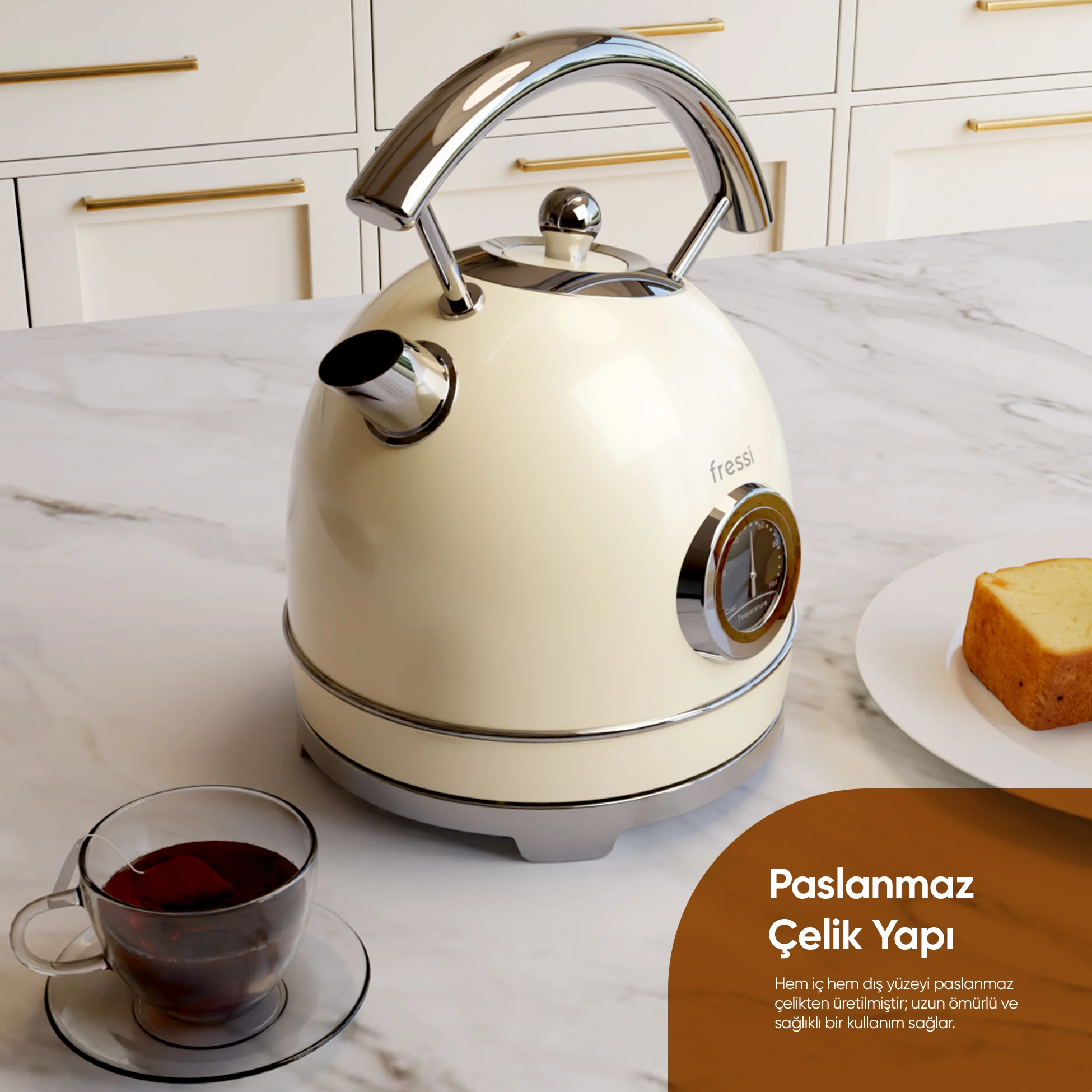 FR-KT06 Magnoli 1,8L Isı Göstergeli Kettle Su Isıtıcısı