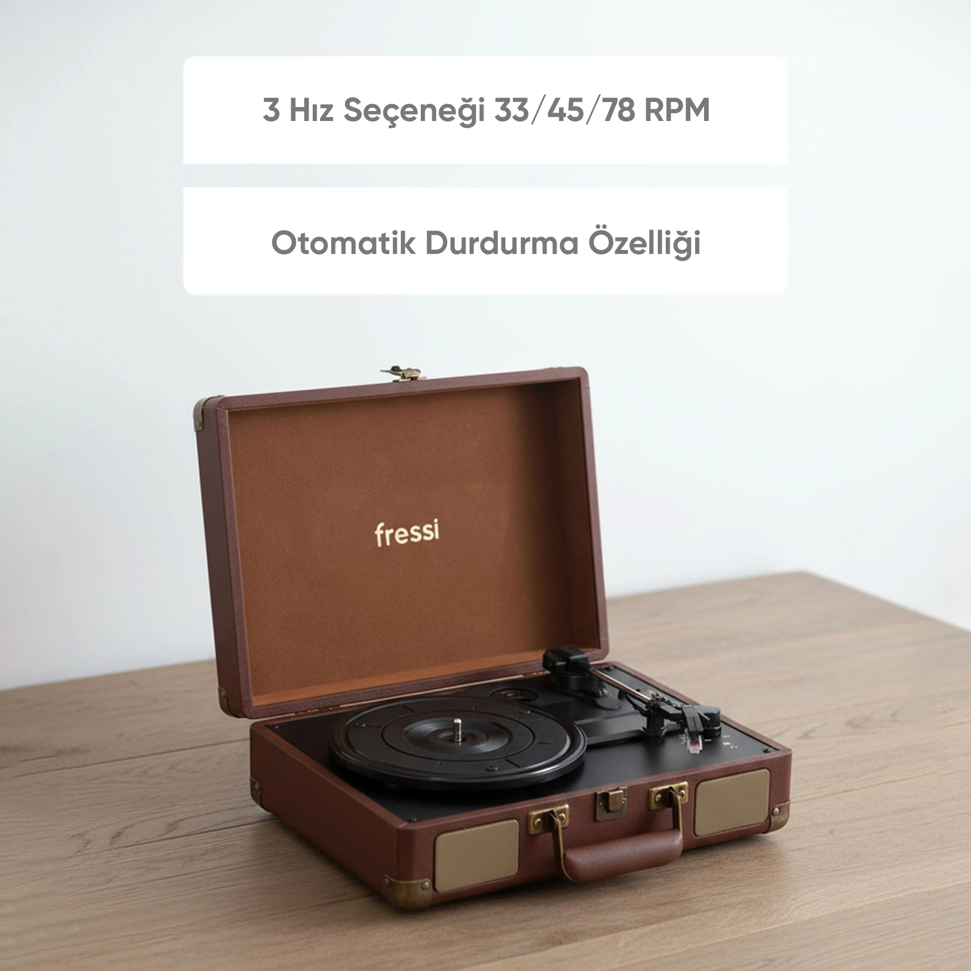 FR-P101 Zenitte Dahili Hoparlörlü Pikap Müzik Kutusu Usb+Rca+Bluetooth 