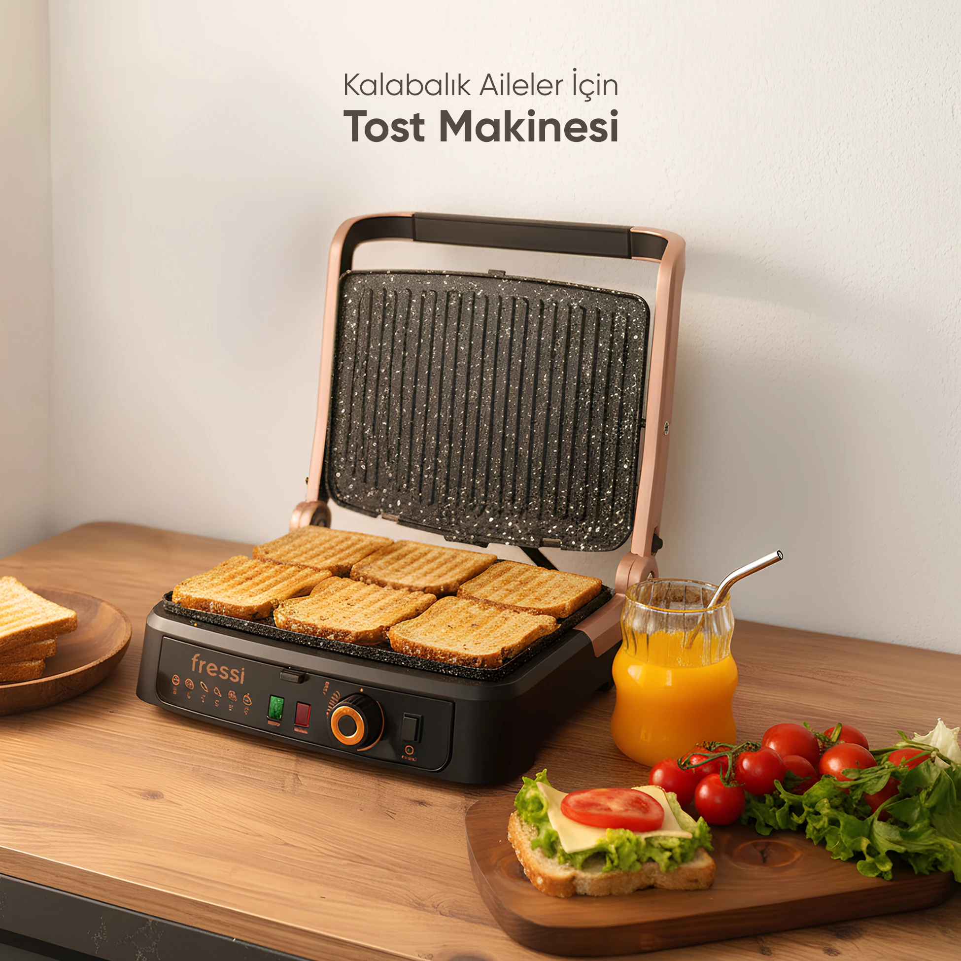 FR-TM01 Vintage Retro Izgara ve Tost Makinesi 6 Dilim Kapasiteli 2000W