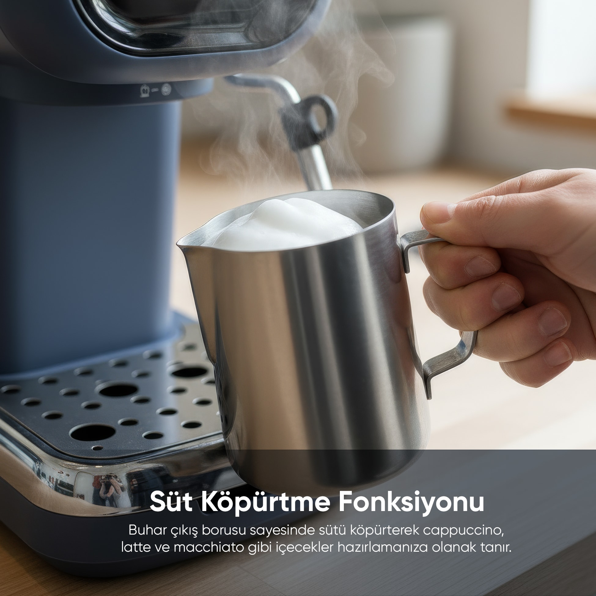 Espresso Latte Cappuccino Kahve Makinesi Süt Köpürtücülü 20bar Basınçlı FR-EM2214 Urban