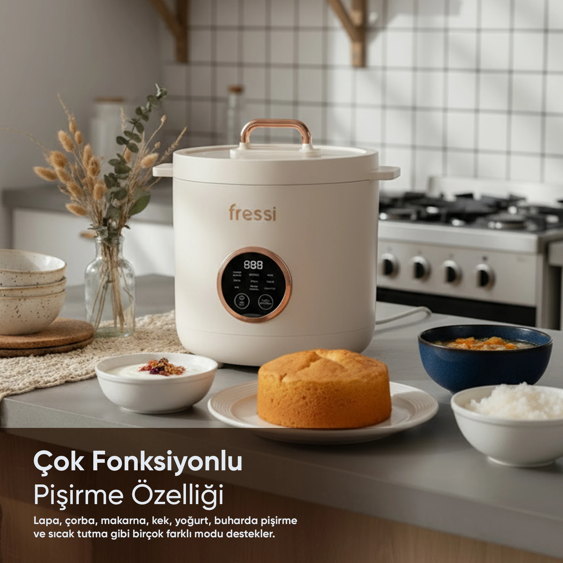 FR-BP01 Retrocook 1,2L 300W Buharlı Çok Fonksiyonlu Pişirici