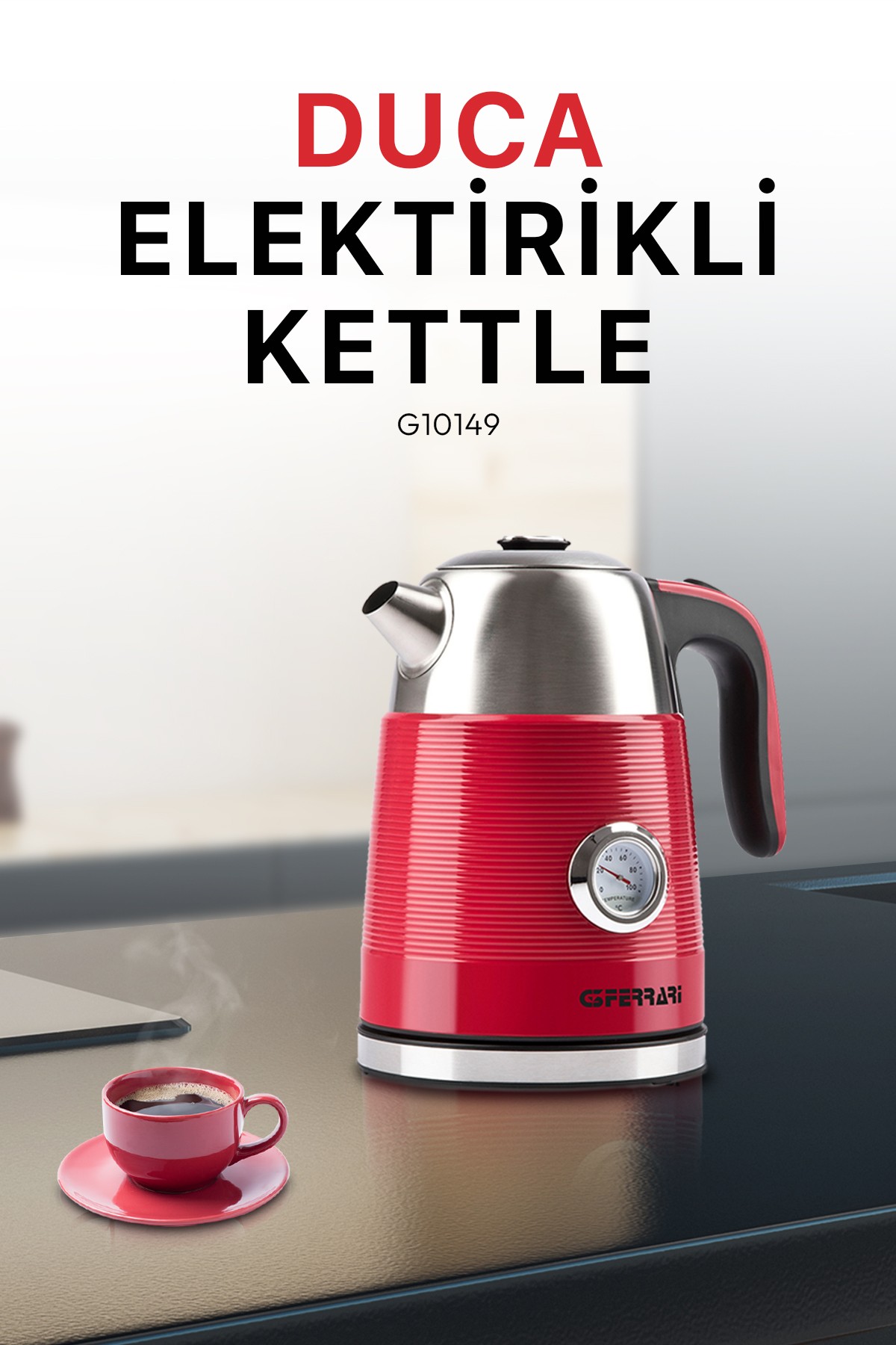 G3ferrari G10149 2200W 1,7 Lt Kırmızı Kettle Kablosuz Su Isıtıcısı                             