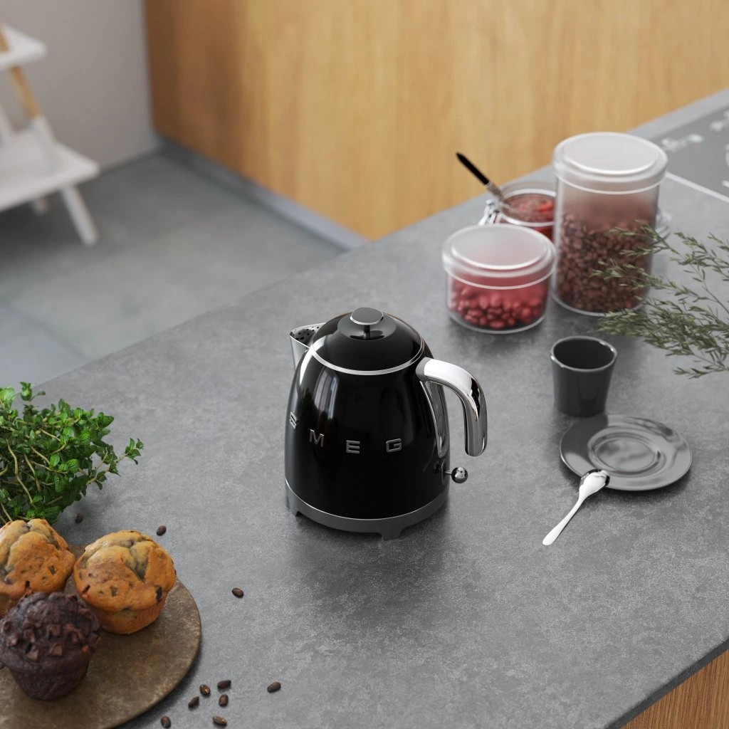 Smeg 50's Style Siyah Retro 0.8 Lt Klf05bleu Mini Kettle