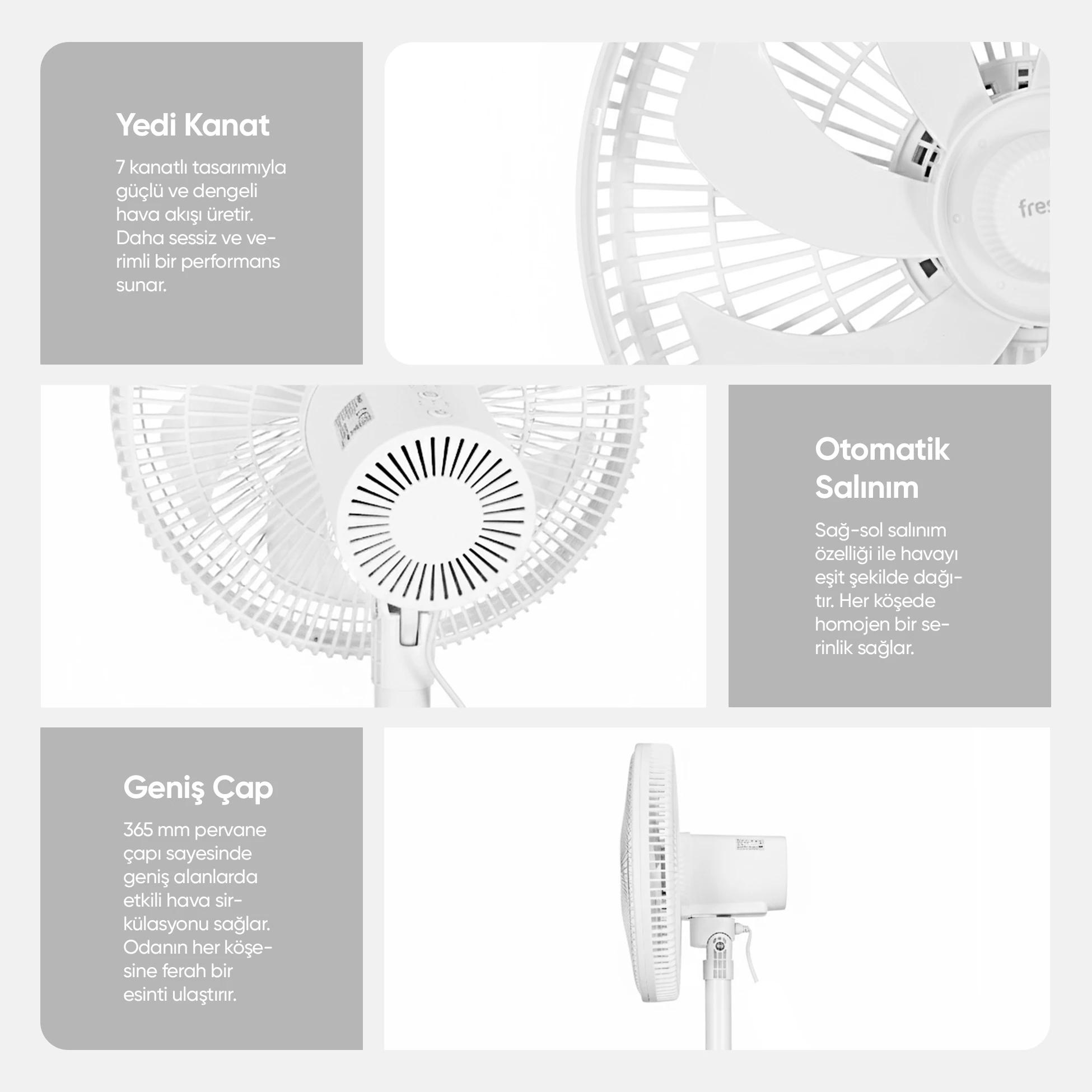 Fressi Ayaklı Vantilatör 3 Kademe Hız Ayarlı Kumandalı FR-F05R Silence Pro