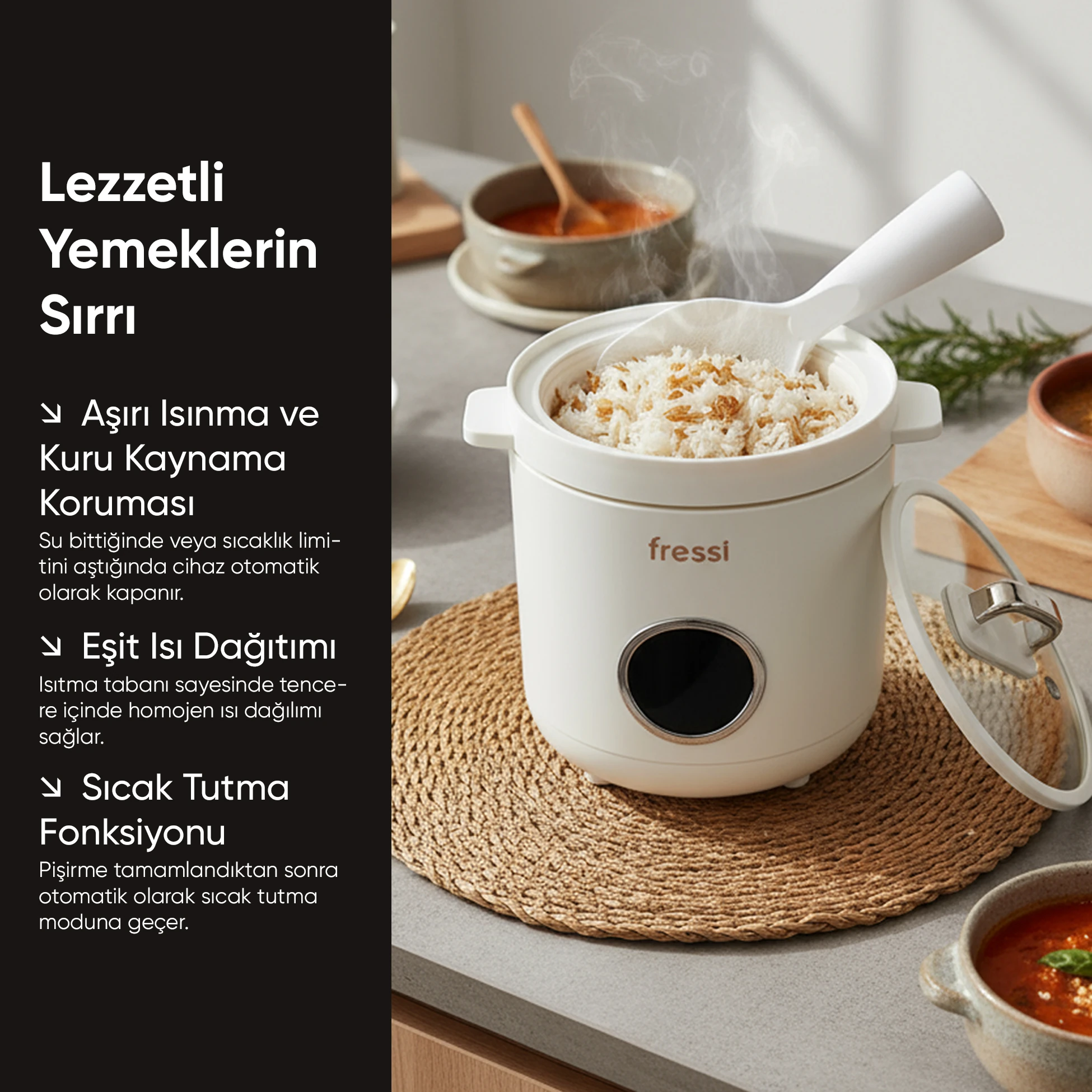 FR-BP01 Retrocook 1,2L 300W Buharlı Çok Fonksiyonlu Pişirici