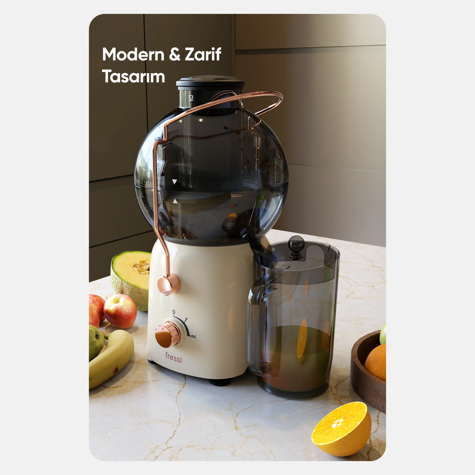Katı Meyve Sıkacağı Hız Ayarlı 1,2L 800W FR-KM01 Essenza