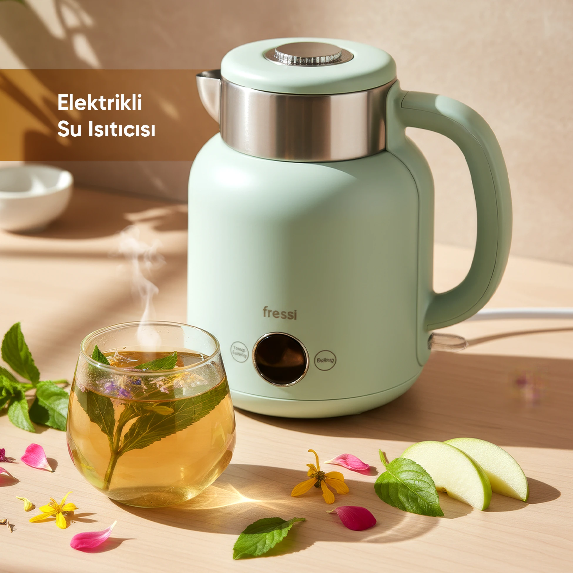 KT-01 Retrofi Su Yeşili 1.5 L Retro Elektrikli Kettle