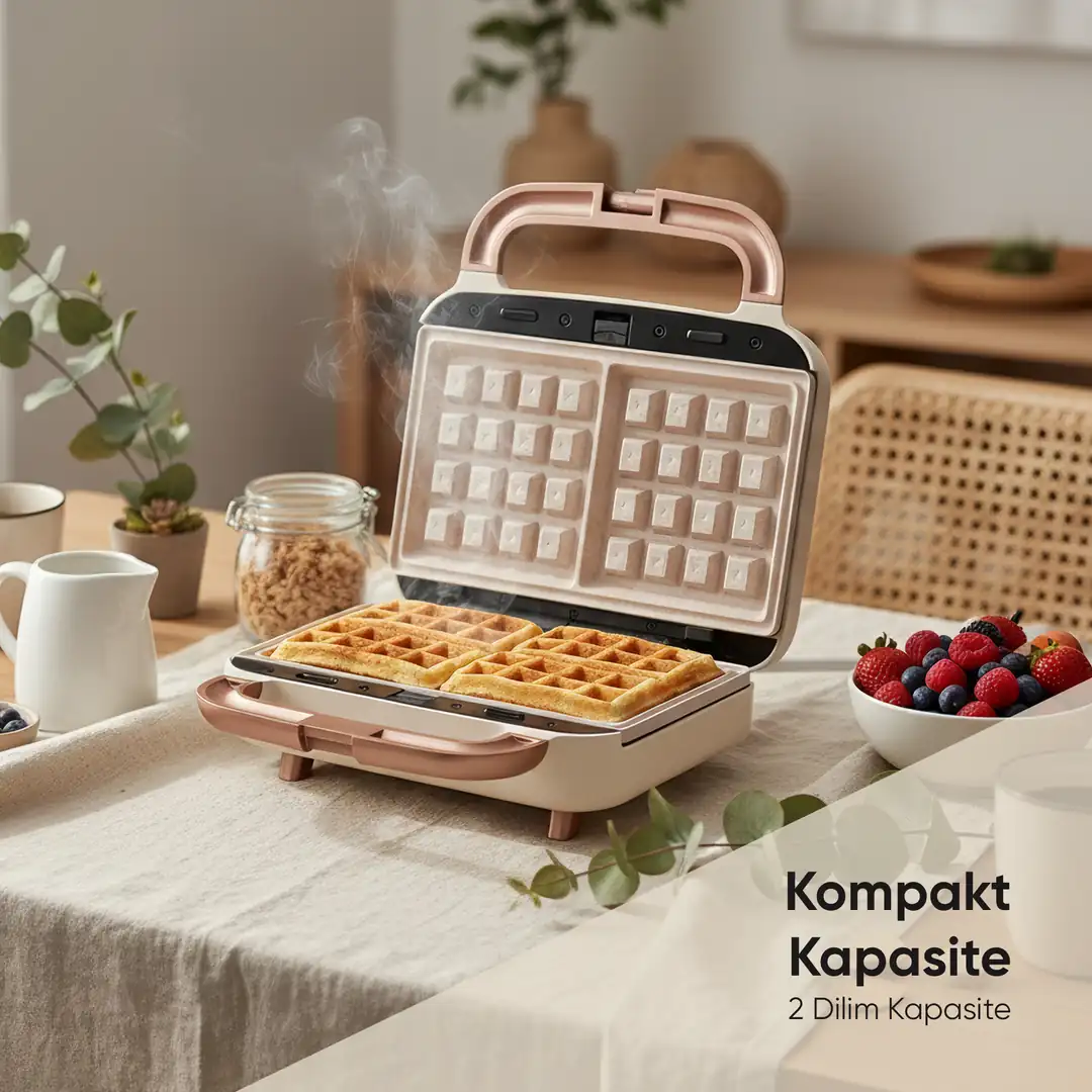 Çıkarılabilir Yapışmaz Plakalı Ikili Waffle Ve Tost Makinesi Fr