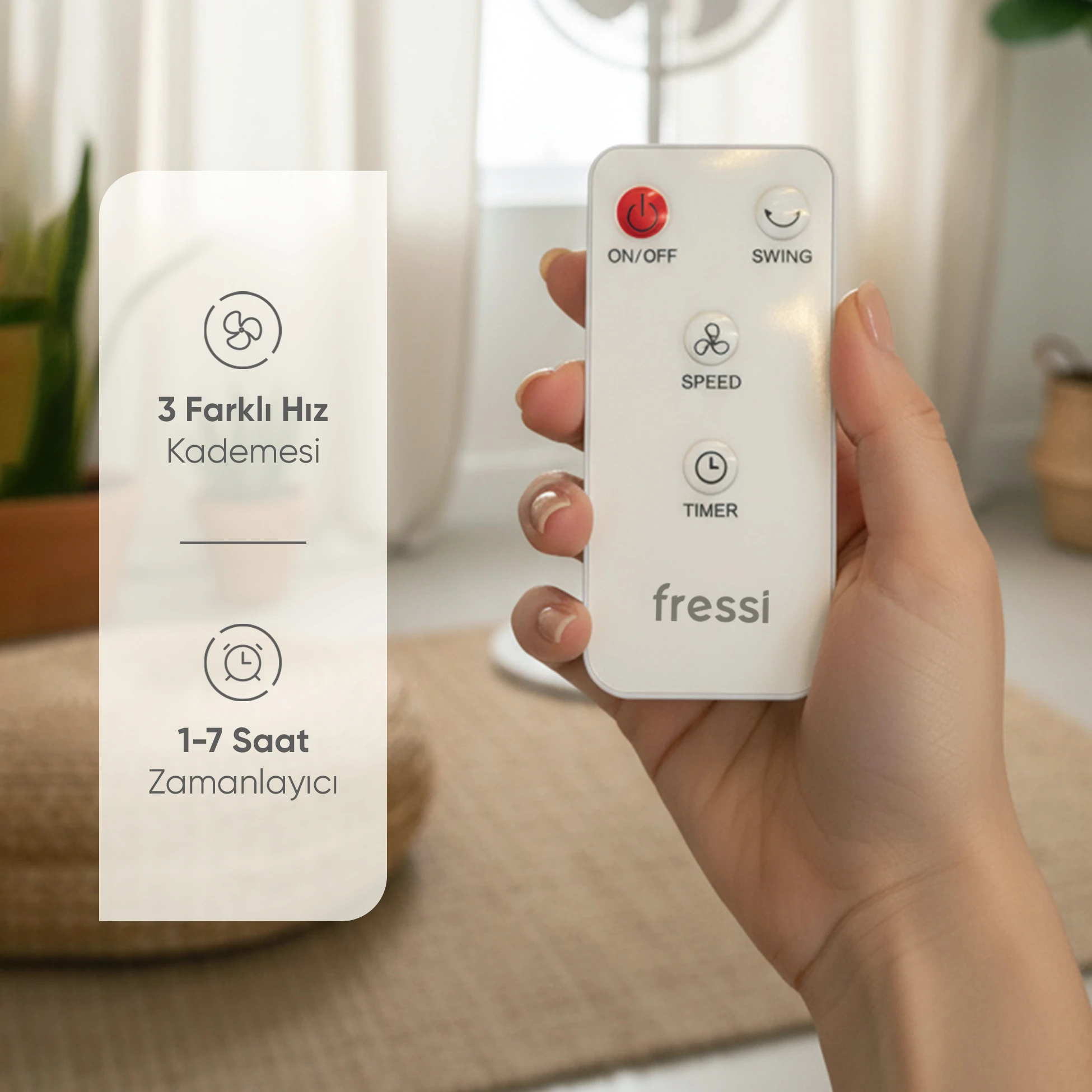 Fressi Ayaklı Vantilatör 3 Kademe Hız Ayarlı Kumandalı FR-F05R Silence Pro