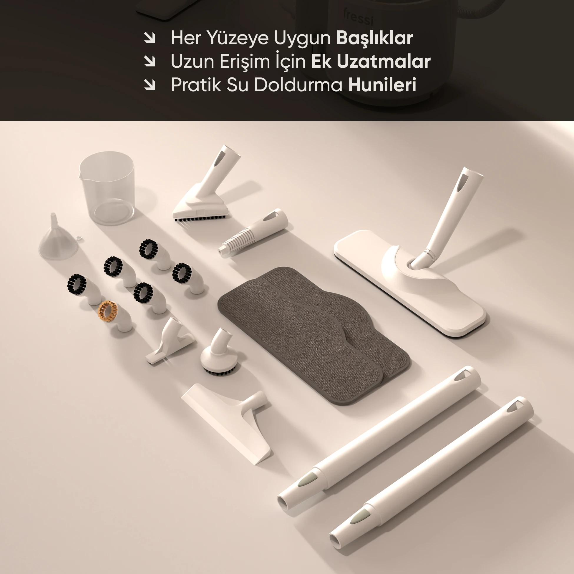 Fressi Çok Fonksiyonlu Buharlı Temizleyici Temizlik Seti FR-SC282 Steam Elite