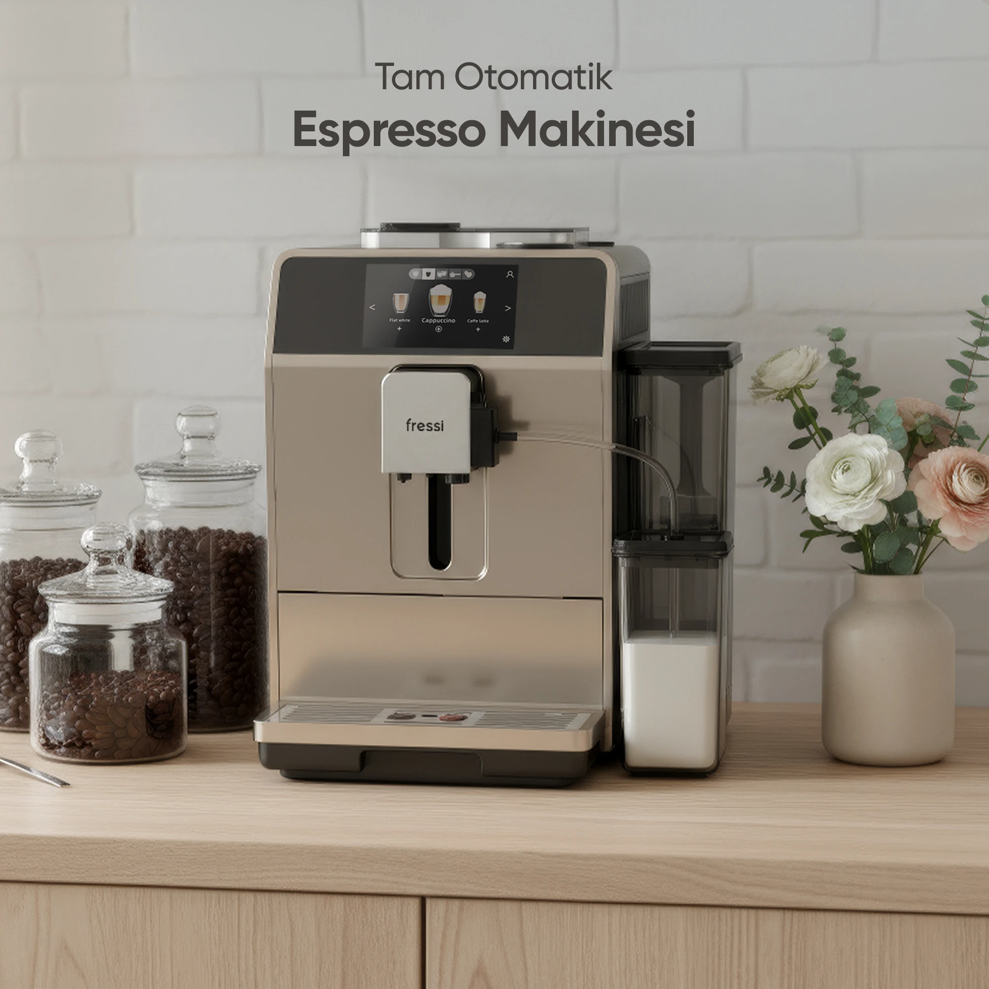 Dijital Ekranlı Tam Otomatik Espresso Kahve Makinesi 24 Sıcak ve Soğuk İçecek EM-1592 Coffero