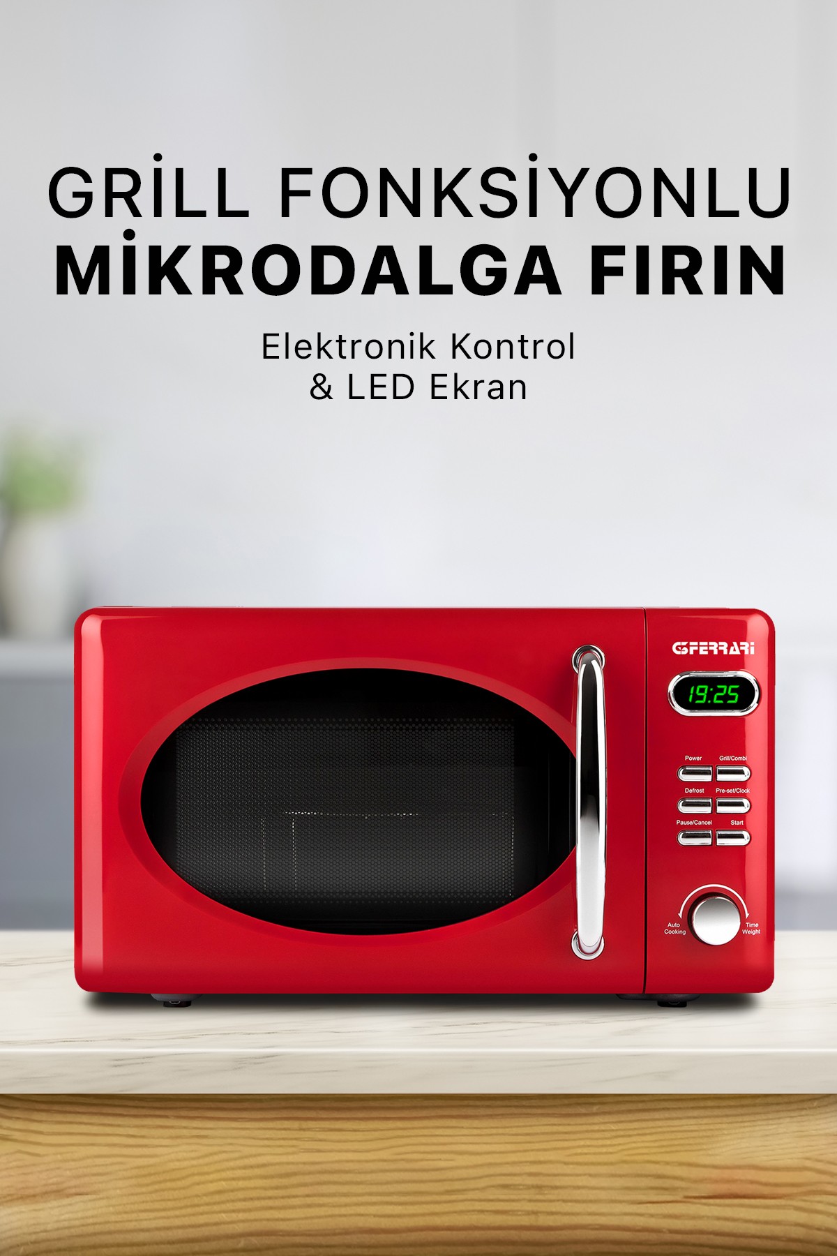 G3ferrari G10155 20L Dijital Göstergeli Açık Gri Mikrodalga Fırın