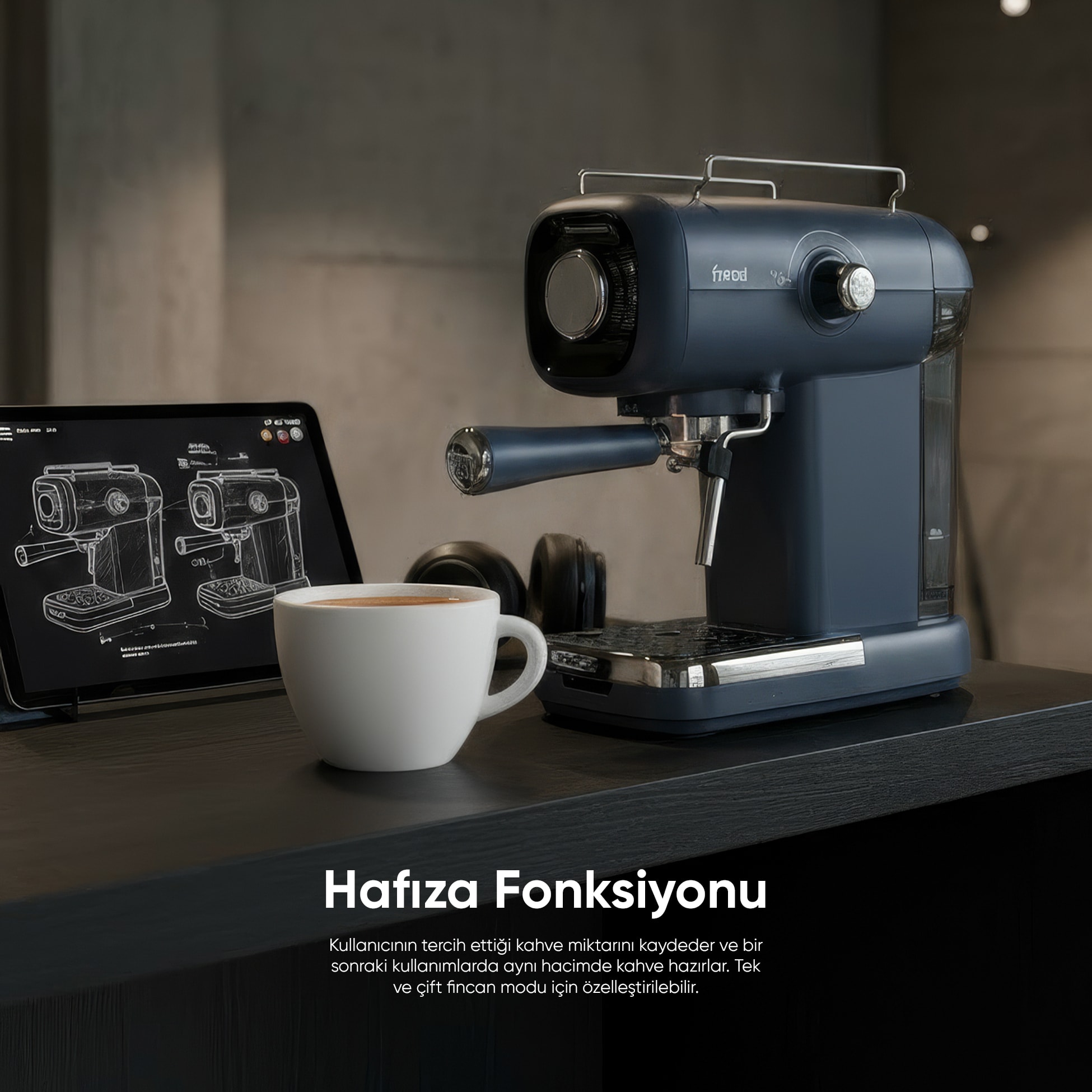 Espresso Latte Cappuccino Kahve Makinesi Süt Köpürtücülü 20bar Basınçlı FR-EM2214 Urban