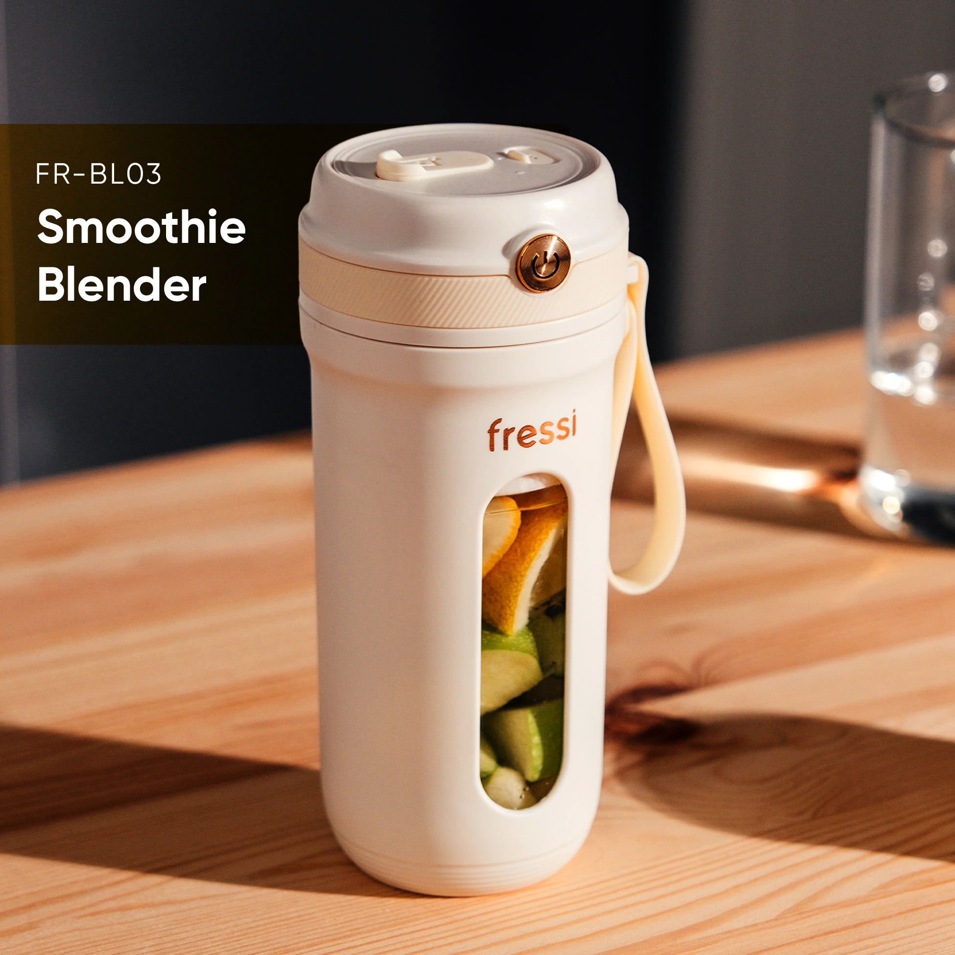 FR-BL03 Taşınabilir Şarjlı 80 W 350ml Öğütücü Fonksiyonlu Krem Kişisel Smoothie Blender
