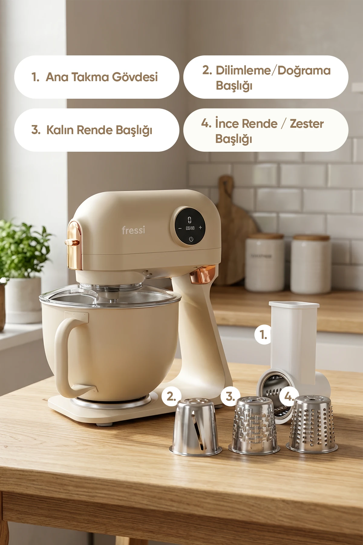 FR-SM2503 Allegro Stand Mikser Salata Dilimleme & Rendeleme & Doğrama Aparatı